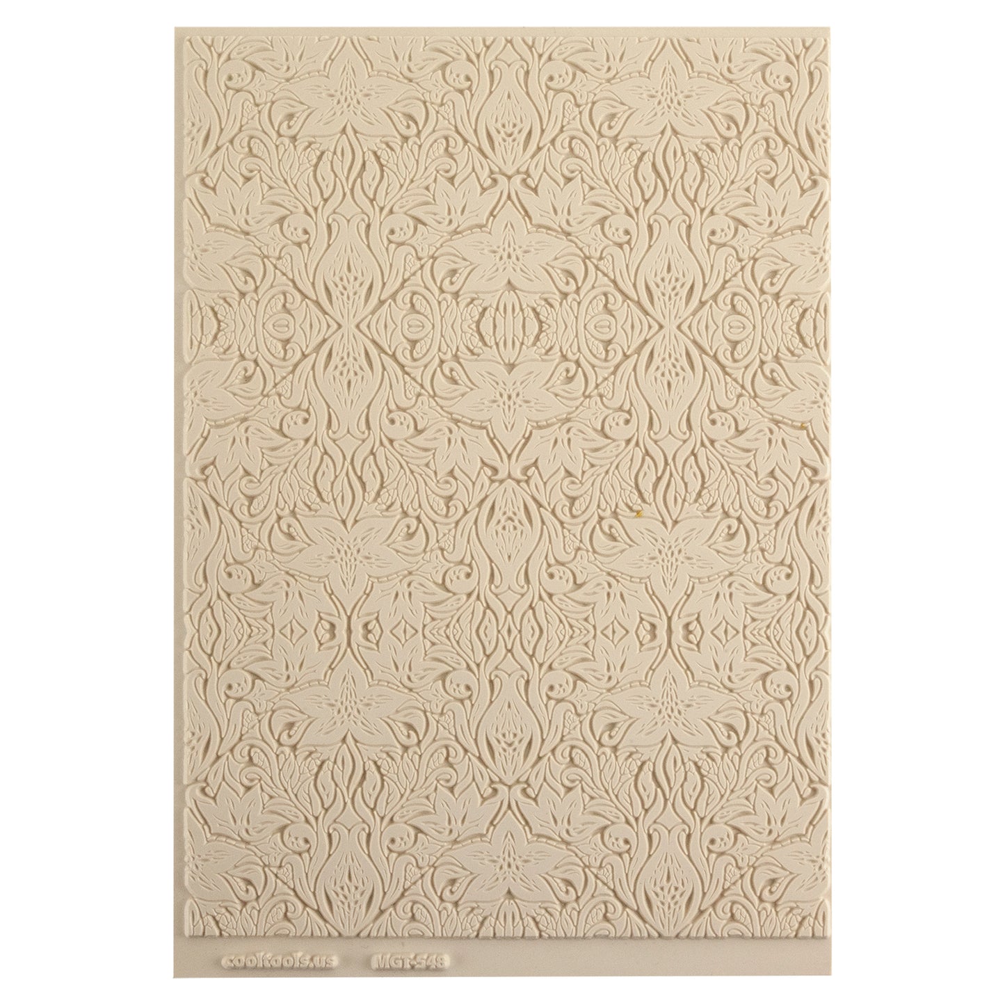 Mega Texture Tile - Lavish Lillies. Use to impress texture in soft clays. Mega Texture Tiles are perfect for projects both large and small. Mega Tiles measure 9-1/4" x 6" and are about 7 times larger than Texture Tiles. These textures are flexible, washable and can be used with any soft clay.