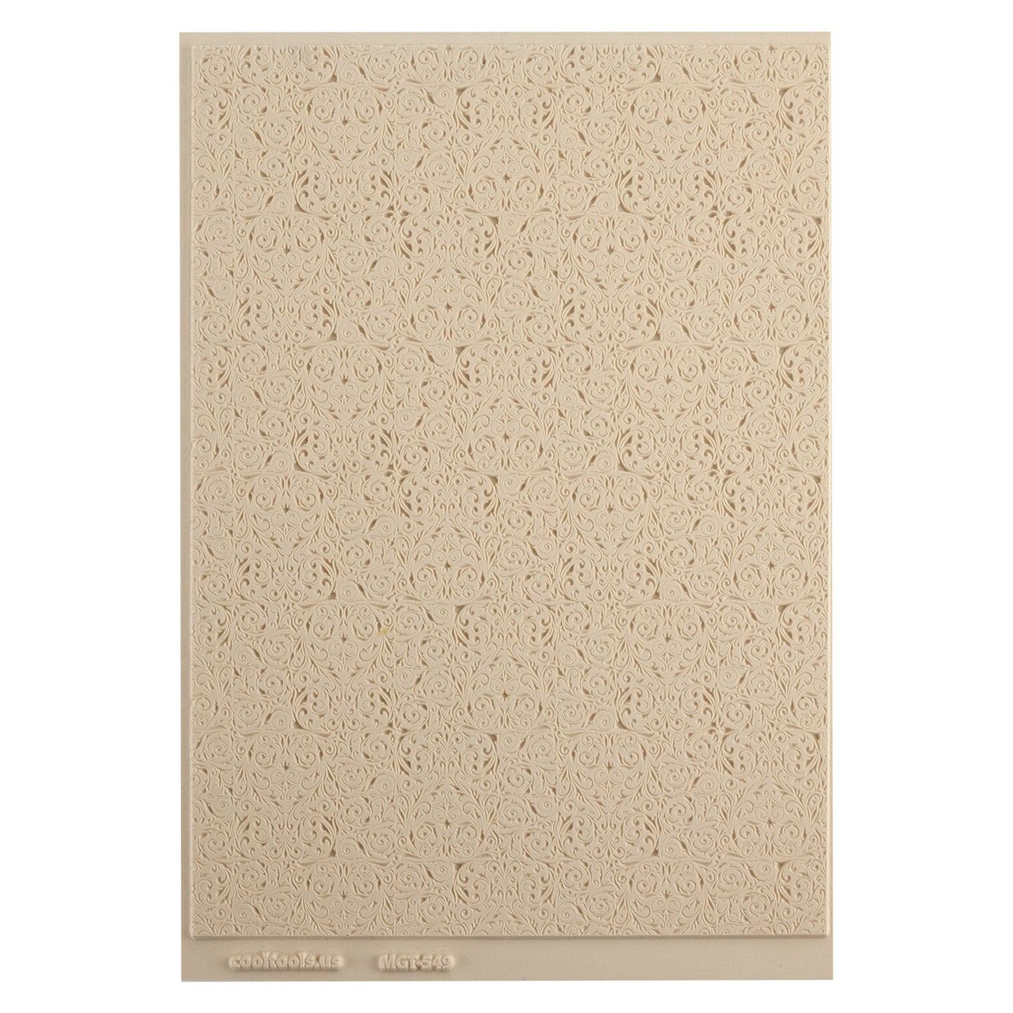 Mega Texture Tile - Damask. Use to impress texture in soft clays. Mega Texture Tiles are perfect for projects both large and small. Mega Tiles measure 9-1/4" x 6" and are about 7 times larger than Texture Tiles. These textures are flexible, washable and can be used with any soft clay.