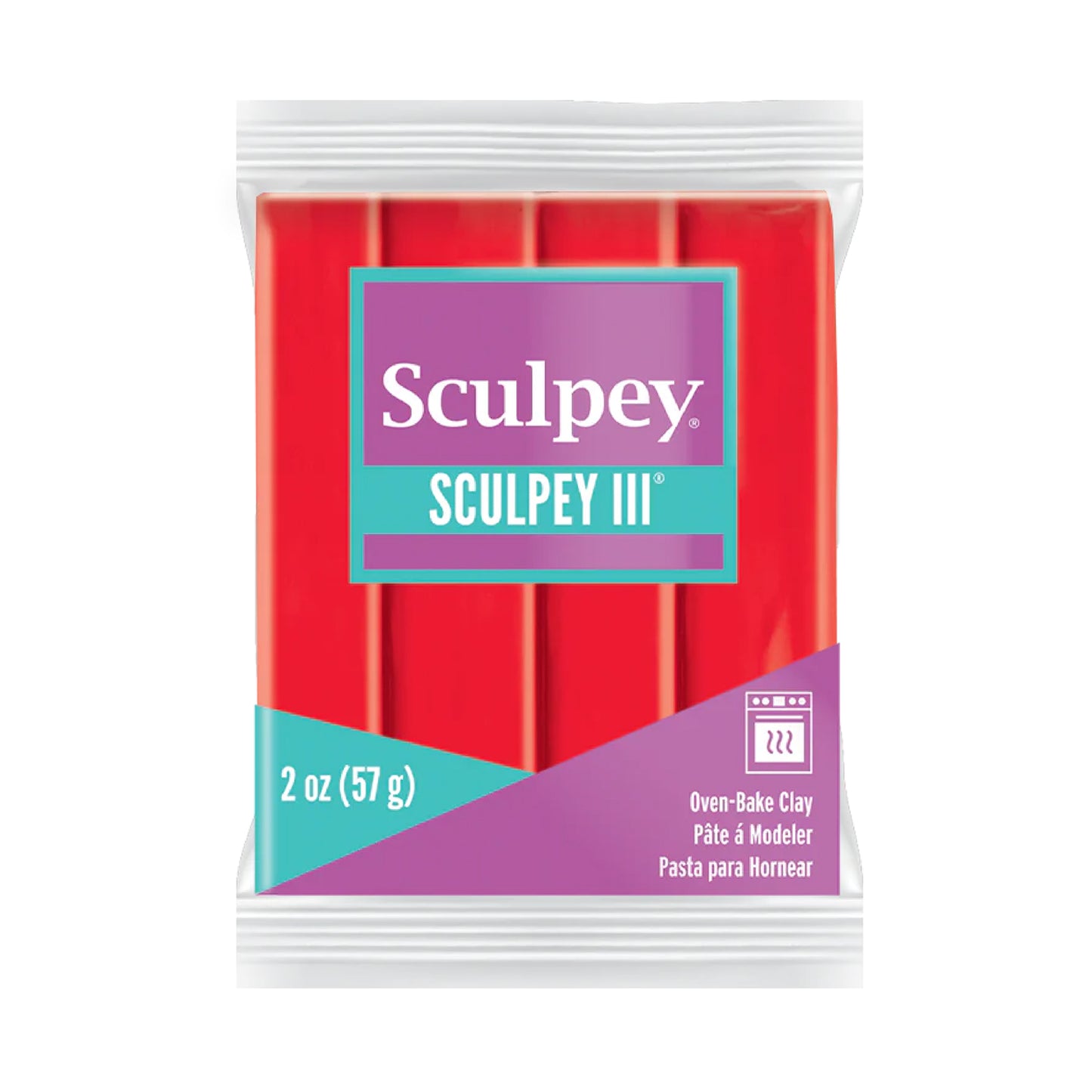 Sculpey III Polymer Clay - Red Hot Red 2 oz block