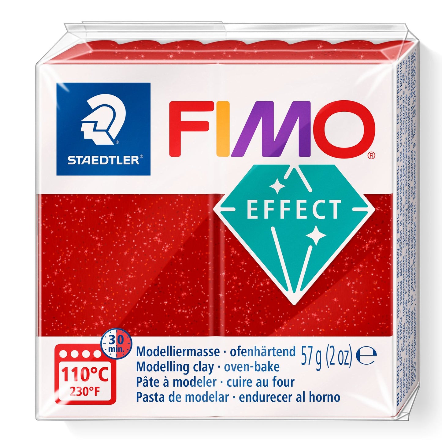 FIMO® Polymer Clay - Glitter Red #202 2 oz block