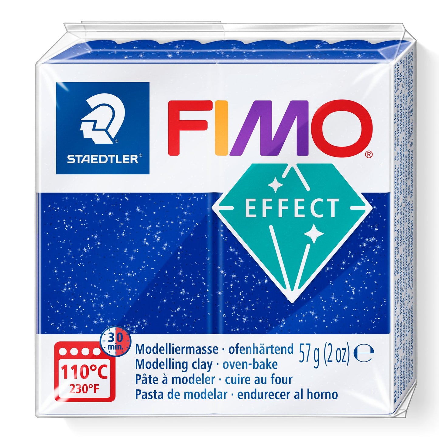 FIMO® Polymer Clay - Glitter Blue #302 2 oz block