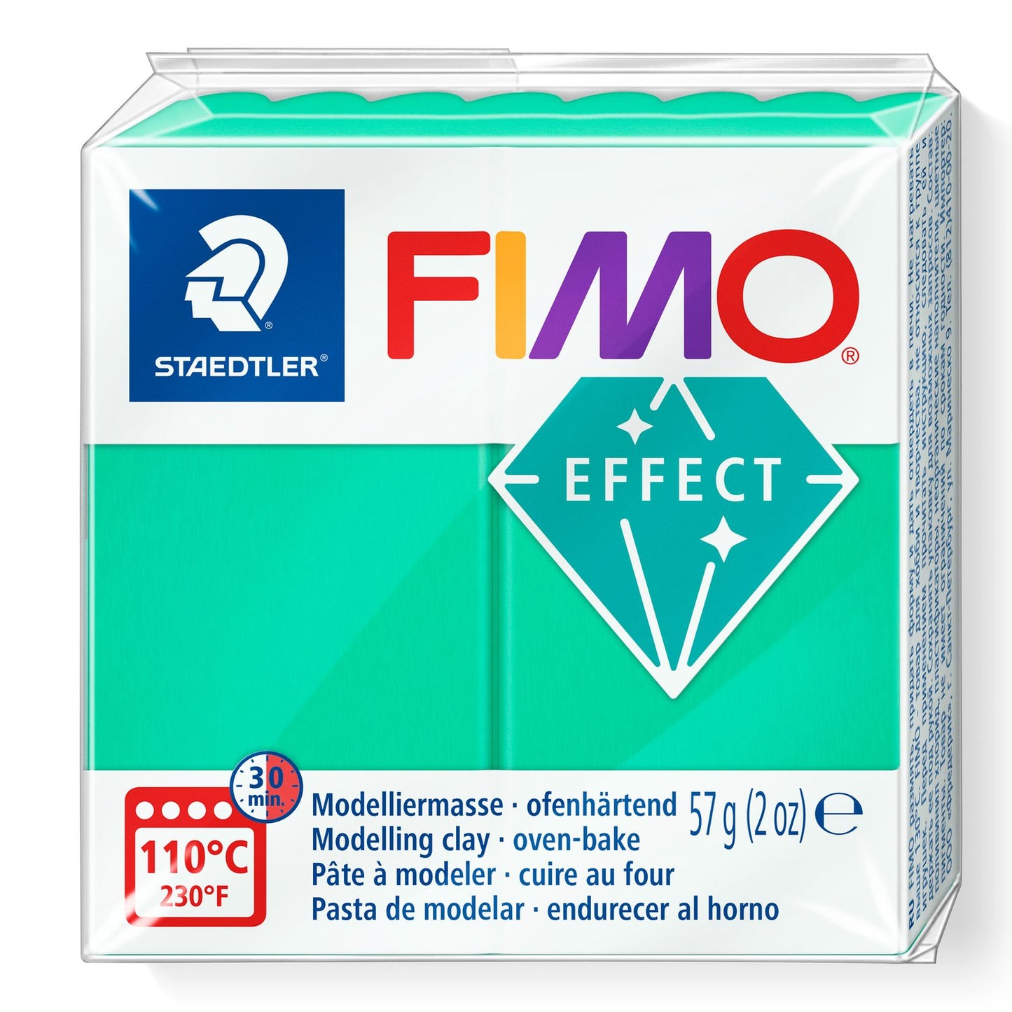 FIMO® Polymer Clay - Translucent Green #504 2 oz block