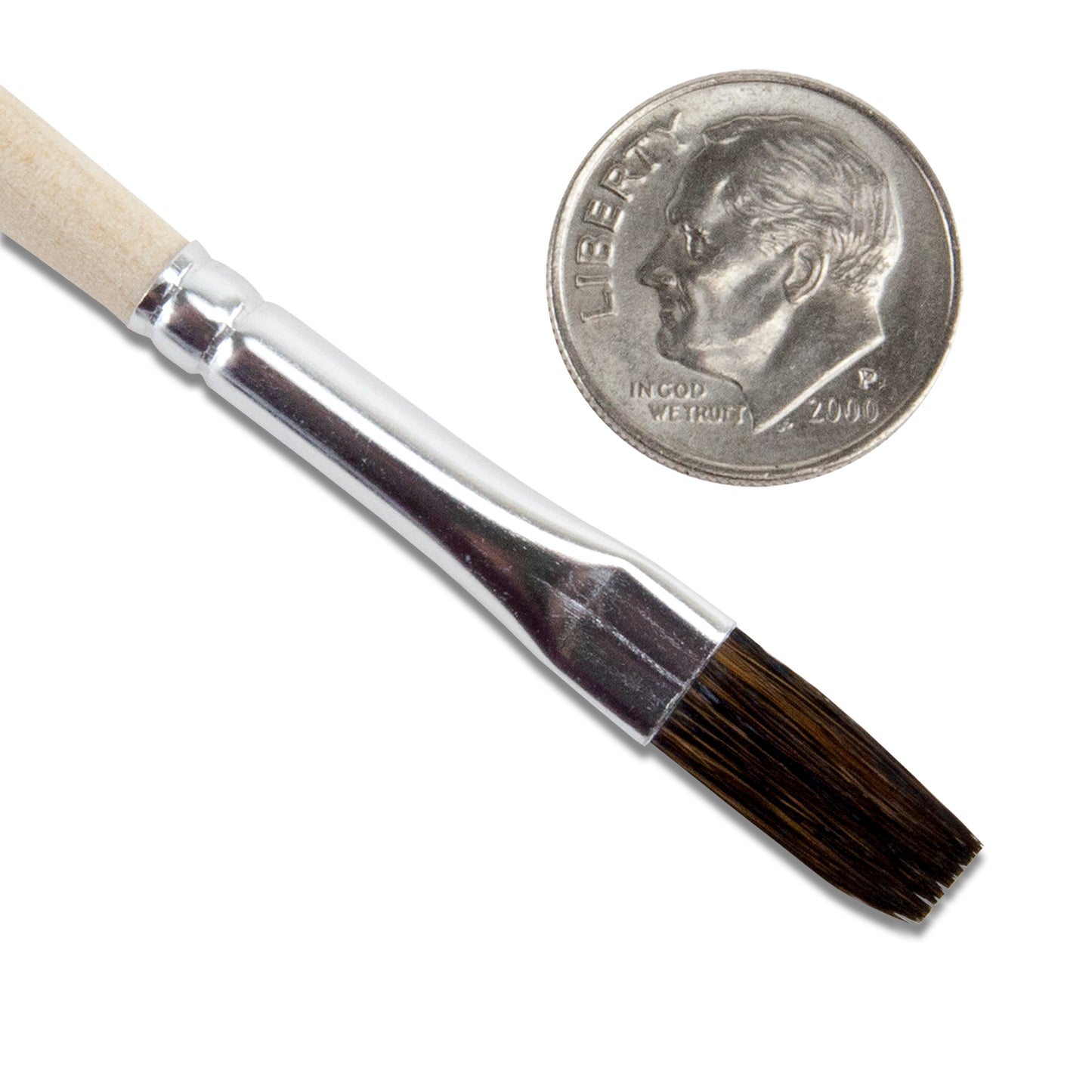 Short Hair Cleaning Brush 1/4" with dime
Short Hair Cleaning Brush. Trim bristles to use as a cleaning brush to remove clay dust from delicate dry metal clay projects.