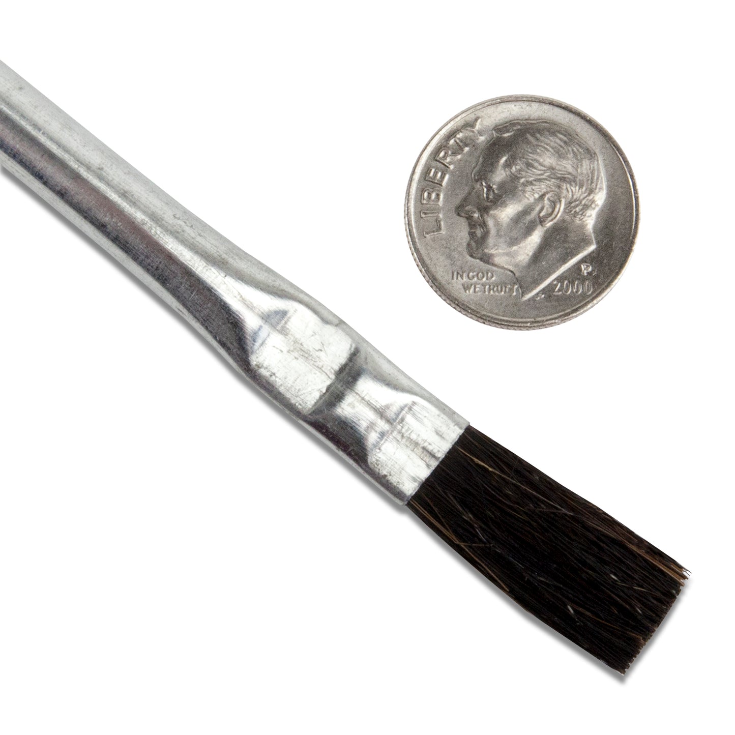 Utility / Flux Brush with dime
Natural bristle acid brushes have crimped all-metal handles. Economical, general purpose utility brush great for one-time use applications to save time and avoid messy cleanups. Suitable for acid, flux, epoxy, glue, paste, touch-ups, solvents and more.
