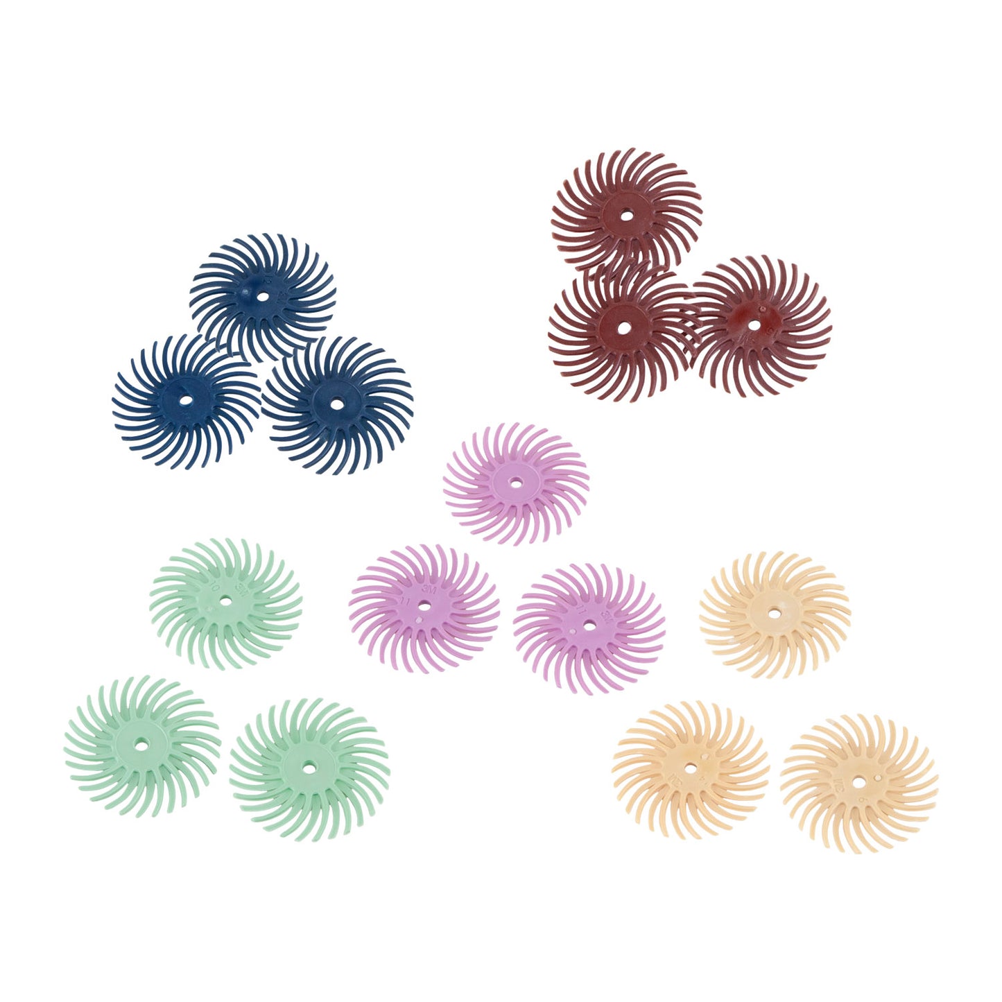 3M Radial Bristle Disc Set: 220, 400, Pumice, 6m, 1m Pkg/15