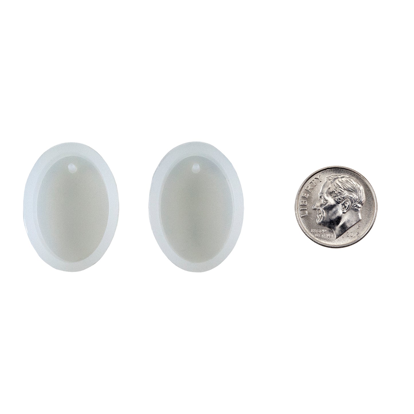 Silicone Jewelry Mold for Resin - Oval - Pkg/2 with dime