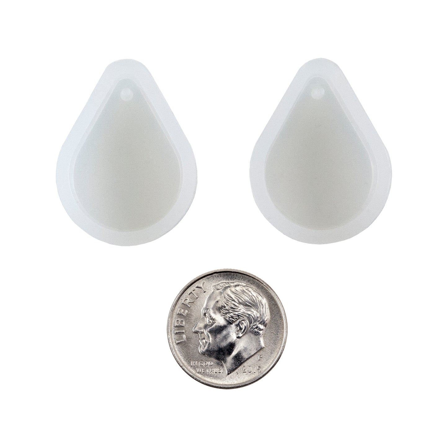 Silicone Jewelry Mold for Resin - Teardrop - Pkg/2 with dime