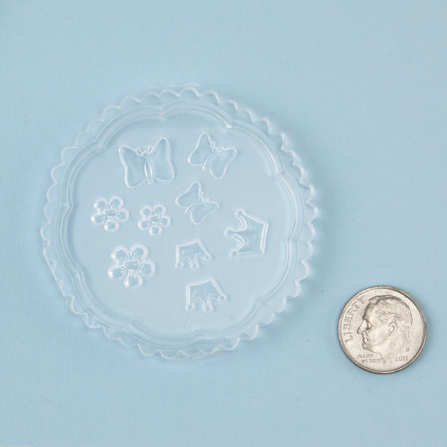 Mini Silicone Jewelry Mold - Bows, Butterflies & Crowns with dime