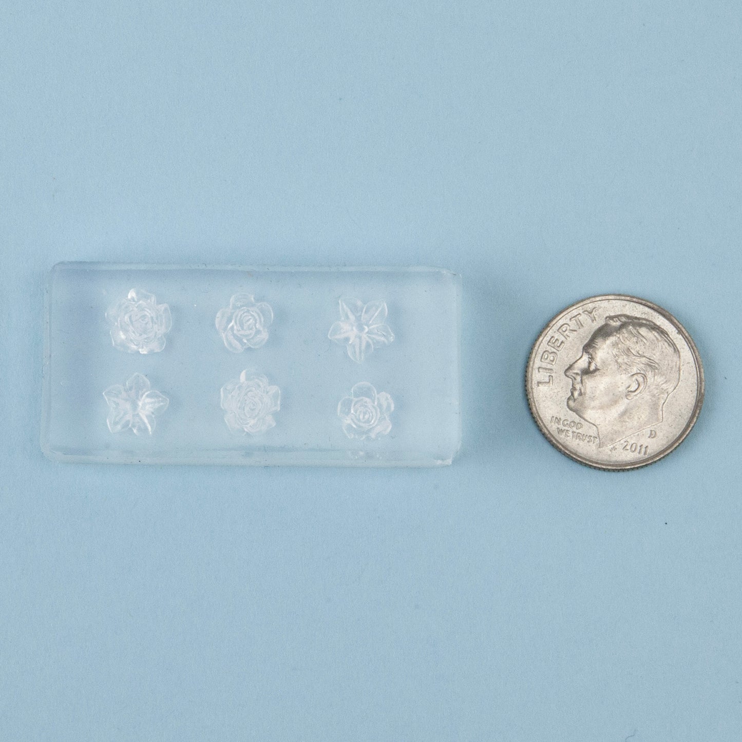 Mini Silicone Jewelry Mold - Succulent Array with dime