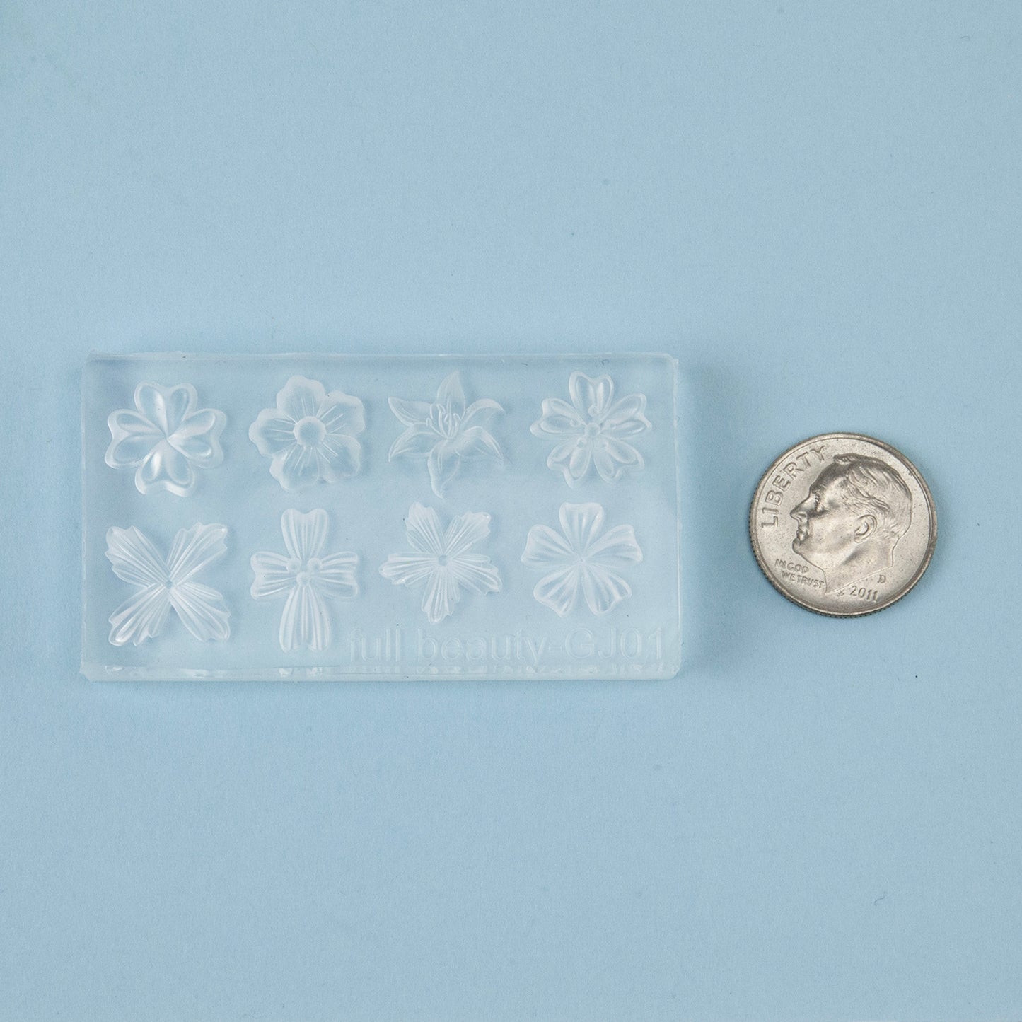 Mini Silicone Jewelry Mold - Flower Array with dime