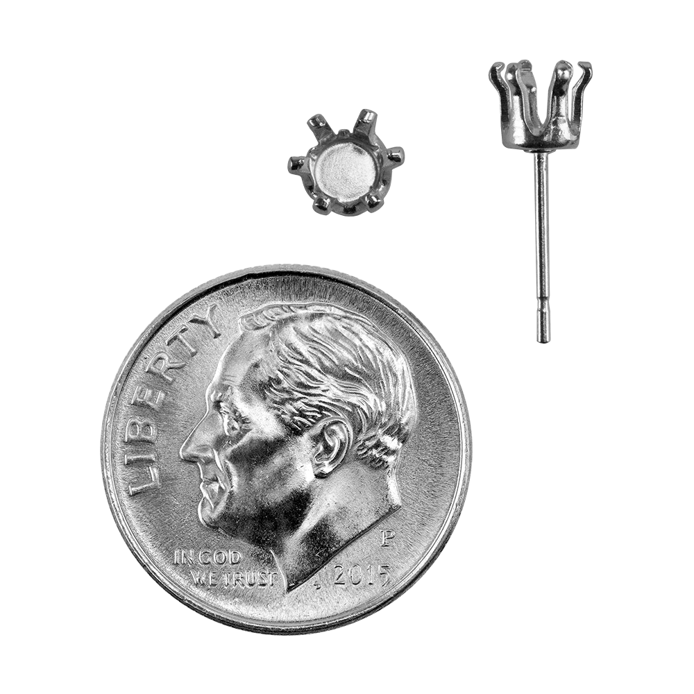 4mm Sterling Silver Snap-Set Prong Setting with Post - Round