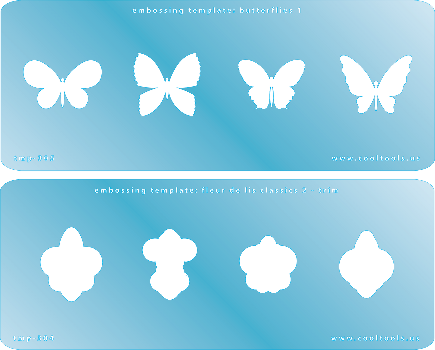 2 Blue Plastic Embossing Template Set - Butterflies 1