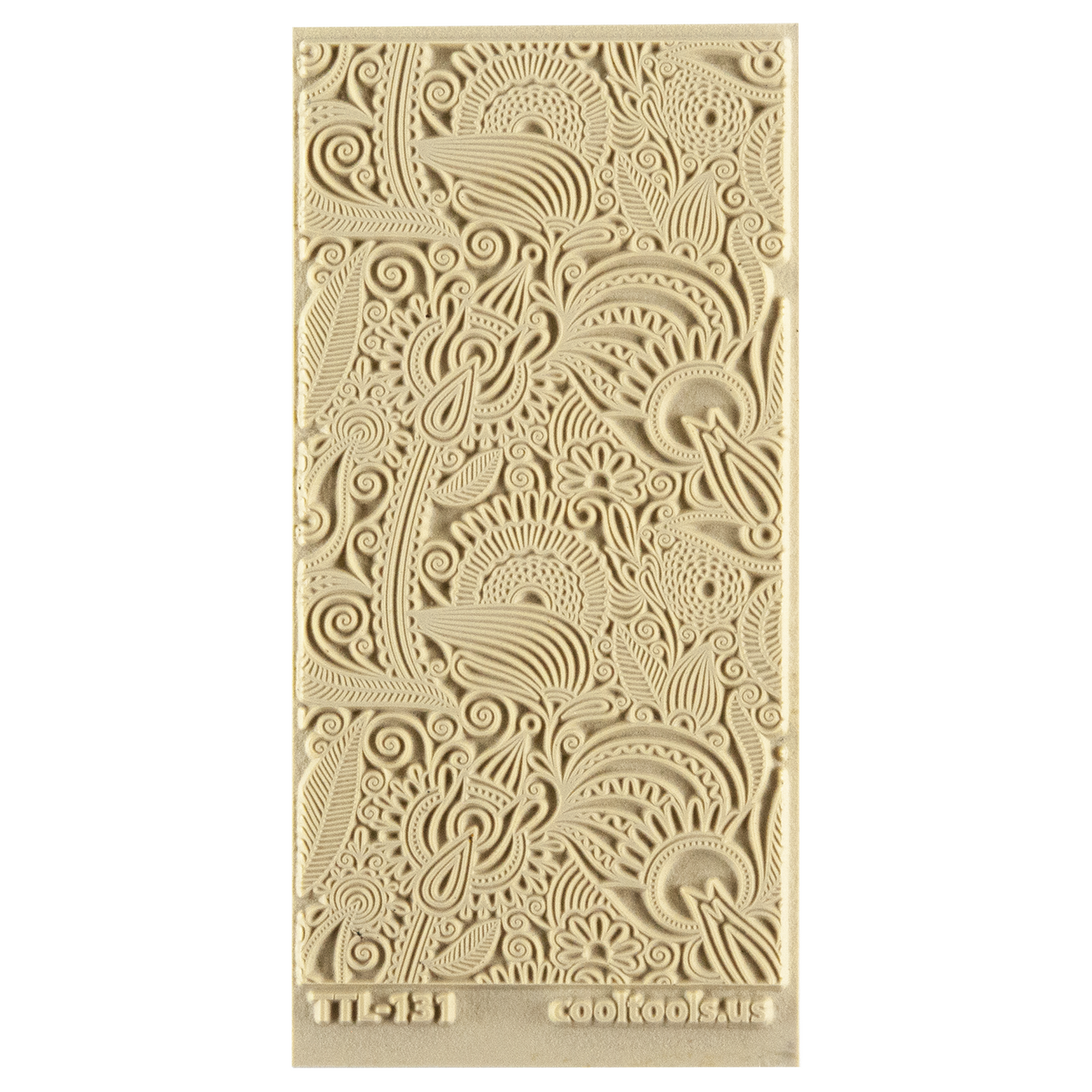 Texture Tile - Flower Doodle. Beige Texture Tiles are flexible, washable and can be used with any soft clay. Spritz with CoolSlip or dust on Dry Powder Release for stick-free impressions when using metal clay and polymer clay.