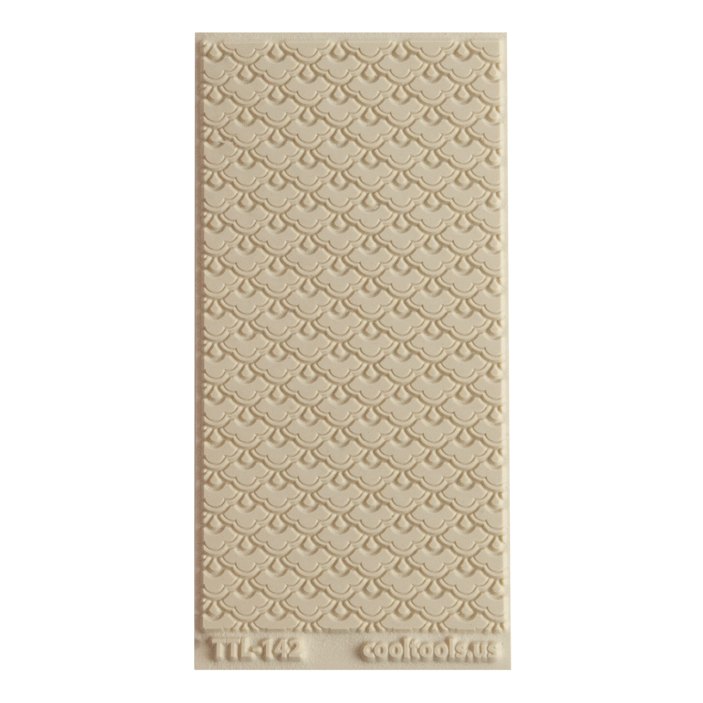 Texture Tile - Nested Scallops. Beige Texture Tiles are flexible, washable and can be used with any soft clay. Spritz with CoolSlip or dust on Dry Powder Release for stick-free impressions when using metal clay and polymer clay.
