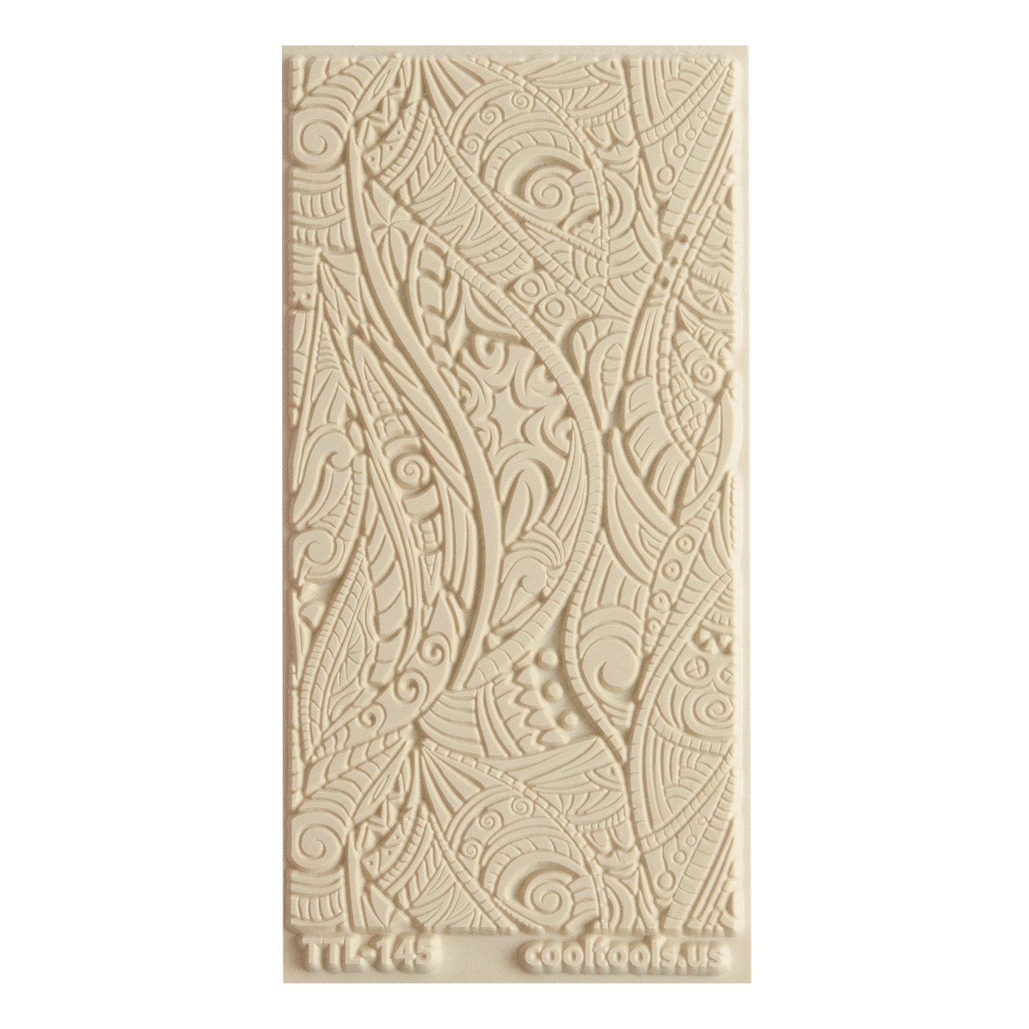 Texture Tile - Tribal Zen Multi-Tangle Embossed. Beige Texture Tiles are flexible, washable and can be used with any soft clay. Spritz with CoolSlip or dust on Dry Powder Release for stick-free impressions when using metal clay and polymer clay.