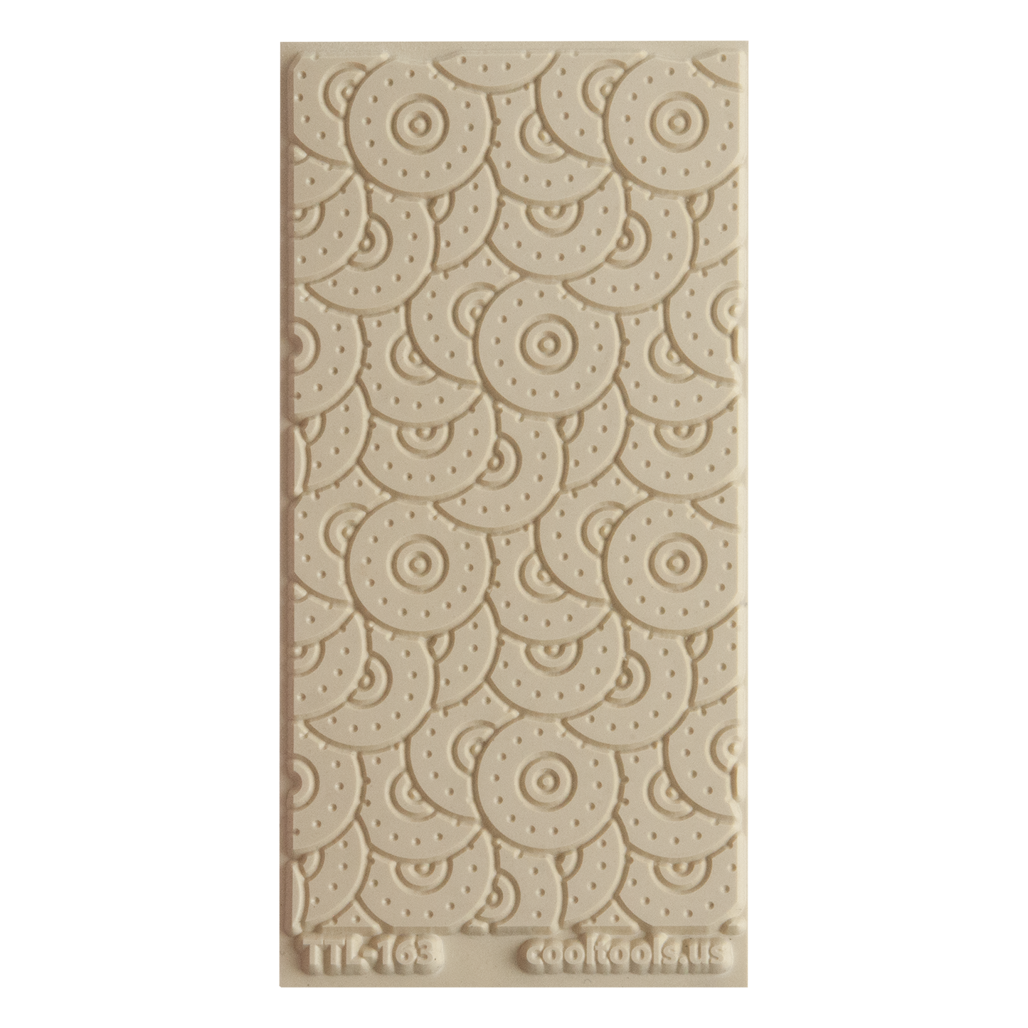 Texture Tile - Random Rivet Embossed. Beige Texture Tiles are flexible, washable and can be used with any soft clay. Spritz with CoolSlip or dust on Dry Powder Release for stick-free impressions when using metal clay and polymer clay.