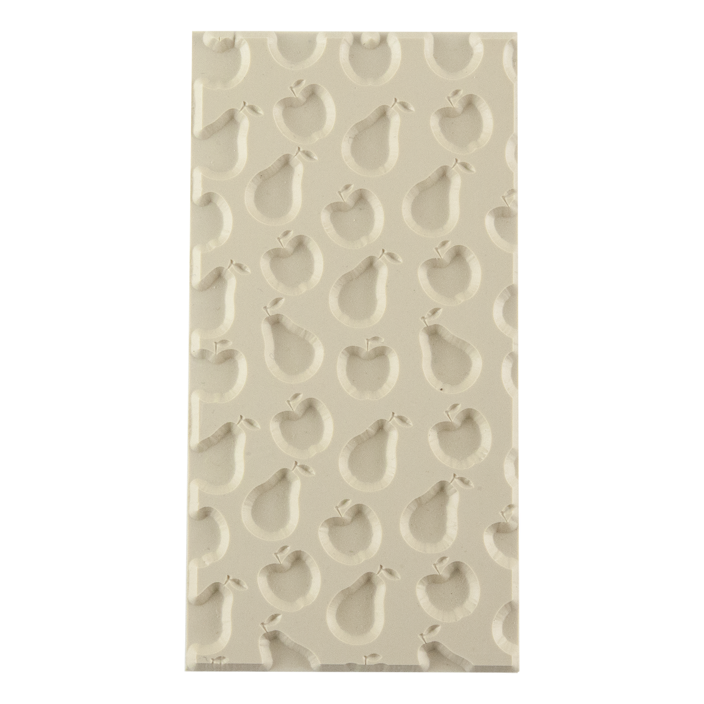 Texture Tile - Pair-a-Fruit Embossed. Beige Texture Tiles are flexible, washable and can be used with any soft clay. Spritz with CoolSlip or dust on Dry Powder Release for stick-free impressions when using metal clay and polymer clay.