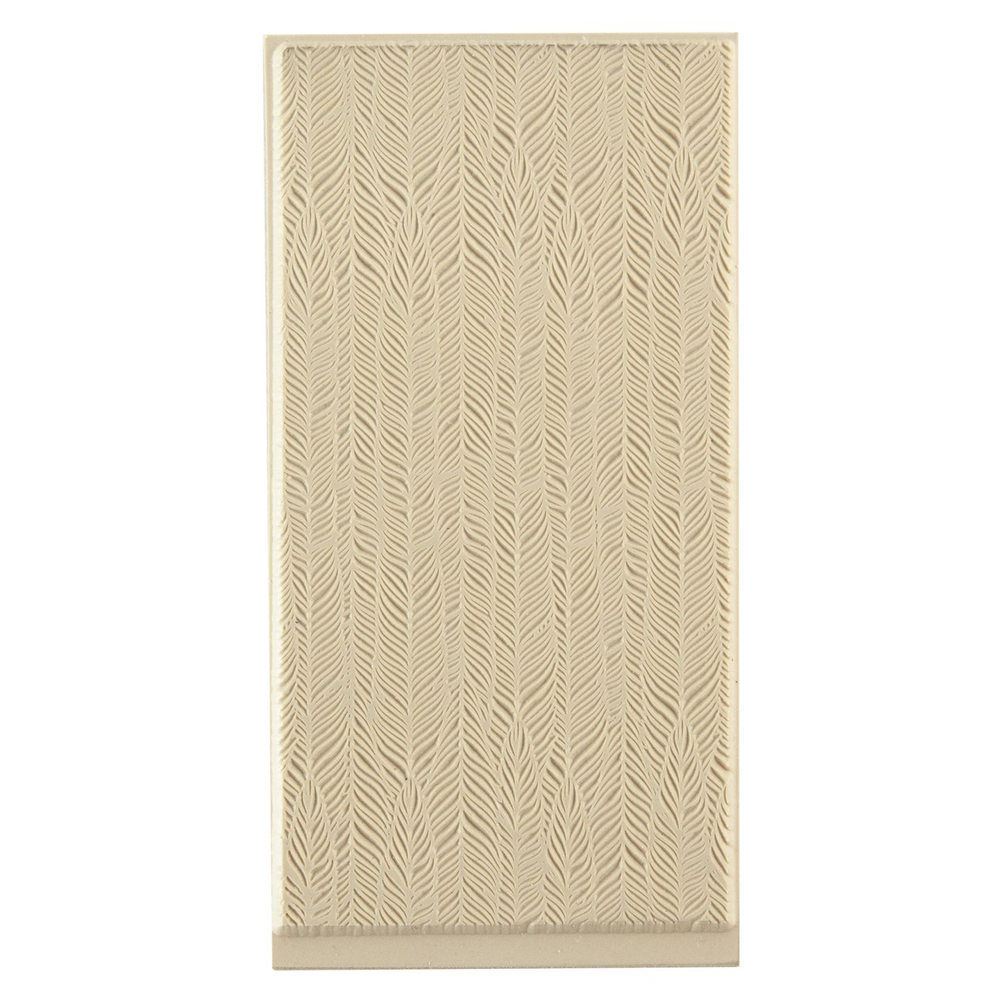 Texture Tile - Feathered. Beige Texture Tiles are flexible, washable and can be used with any soft clay. Spritz with CoolSlip or dust on Dry Powder Release for stick-free impressions when using metal clay and polymer clay.