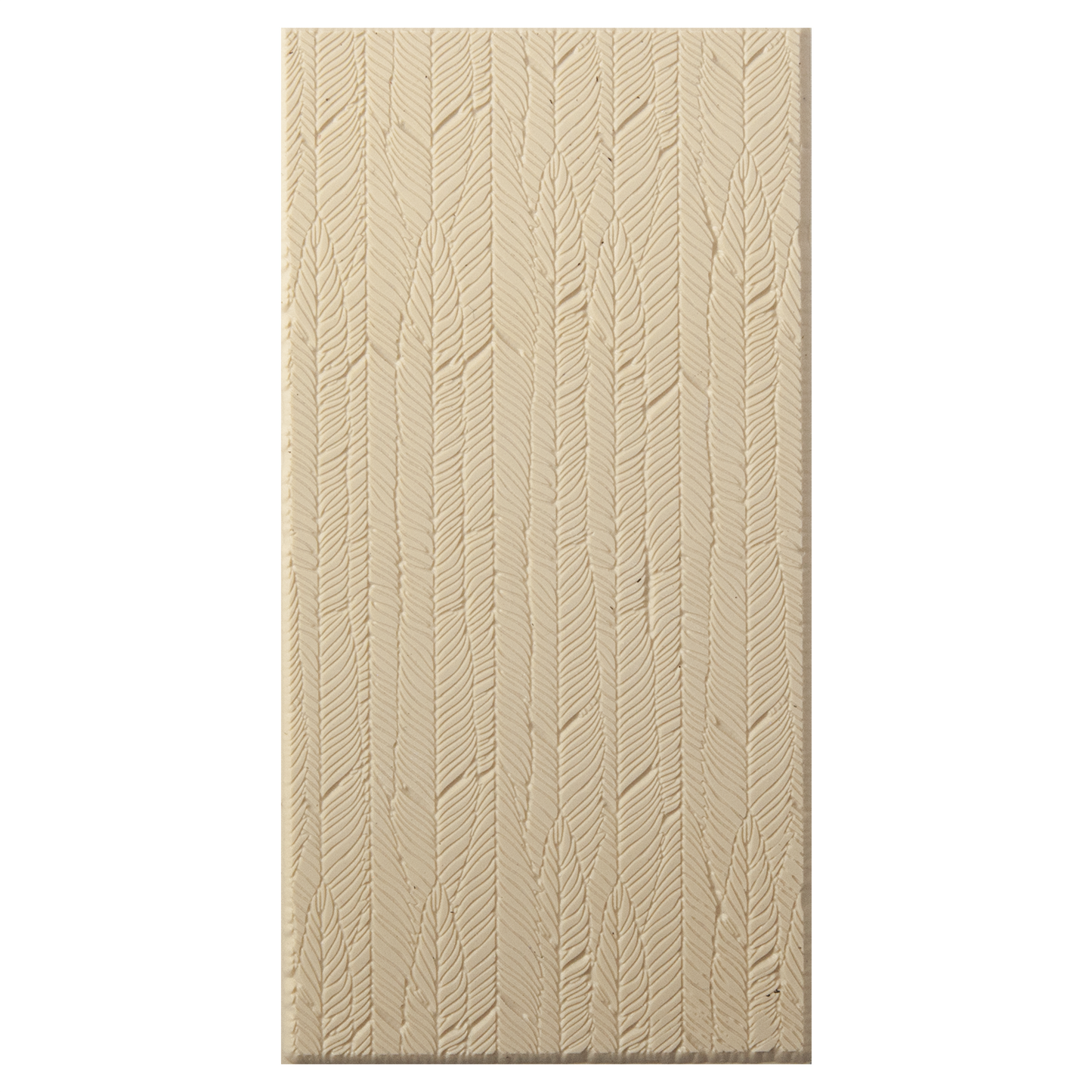 Texture Tile - Feathered Fineline. Beige Texture Tiles are flexible, washable and can be used with any soft clay. Spritz with CoolSlip or dust on Dry Powder Release for stick-free impressions when using metal clay and polymer clay.