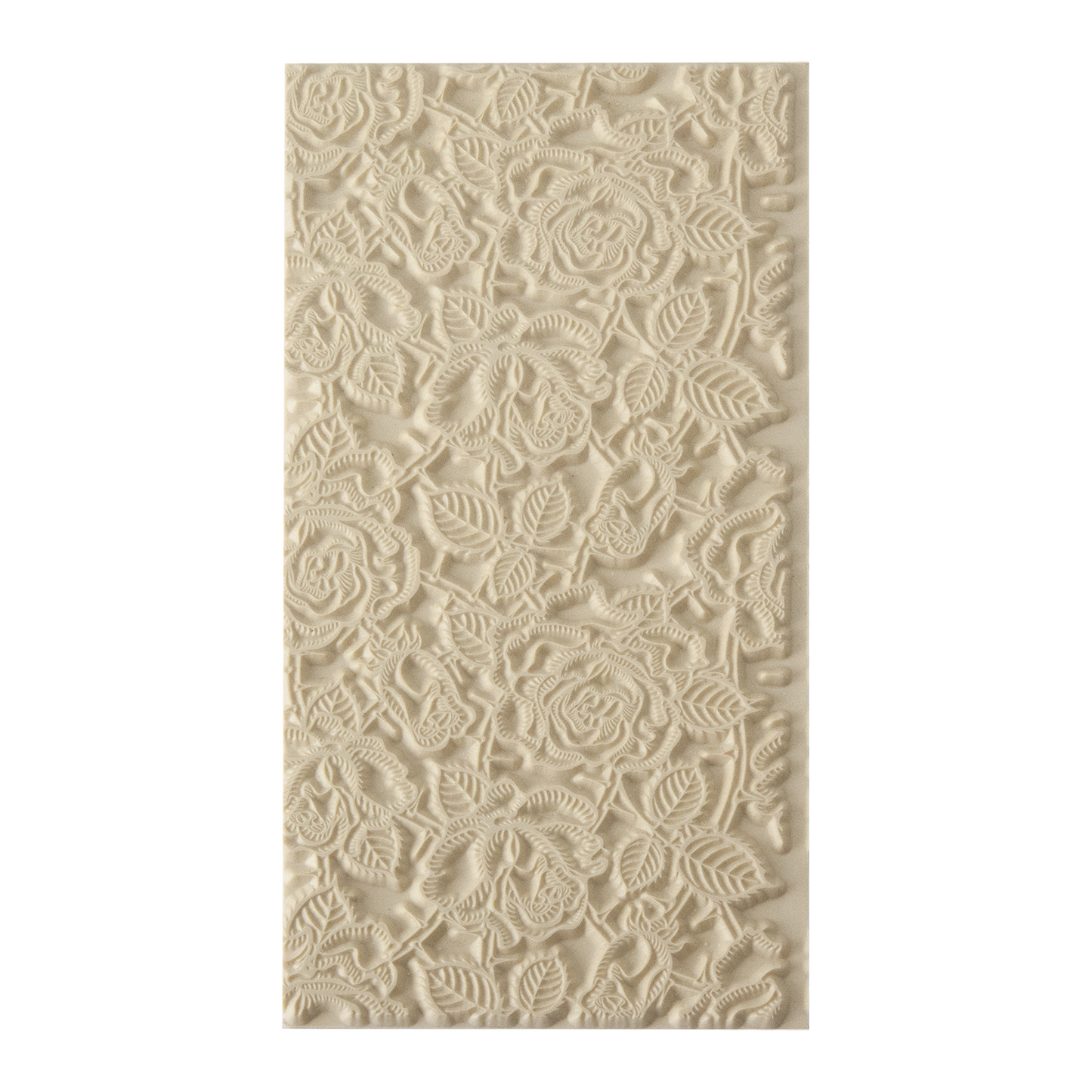 Texture Tile - Thorny Roses. Beige Texture Tiles are flexible, washable and can be used with any soft clay. Spritz with CoolSlip or dust on Dry Powder Release for stick-free impressions when using metal clay and polymer clay.