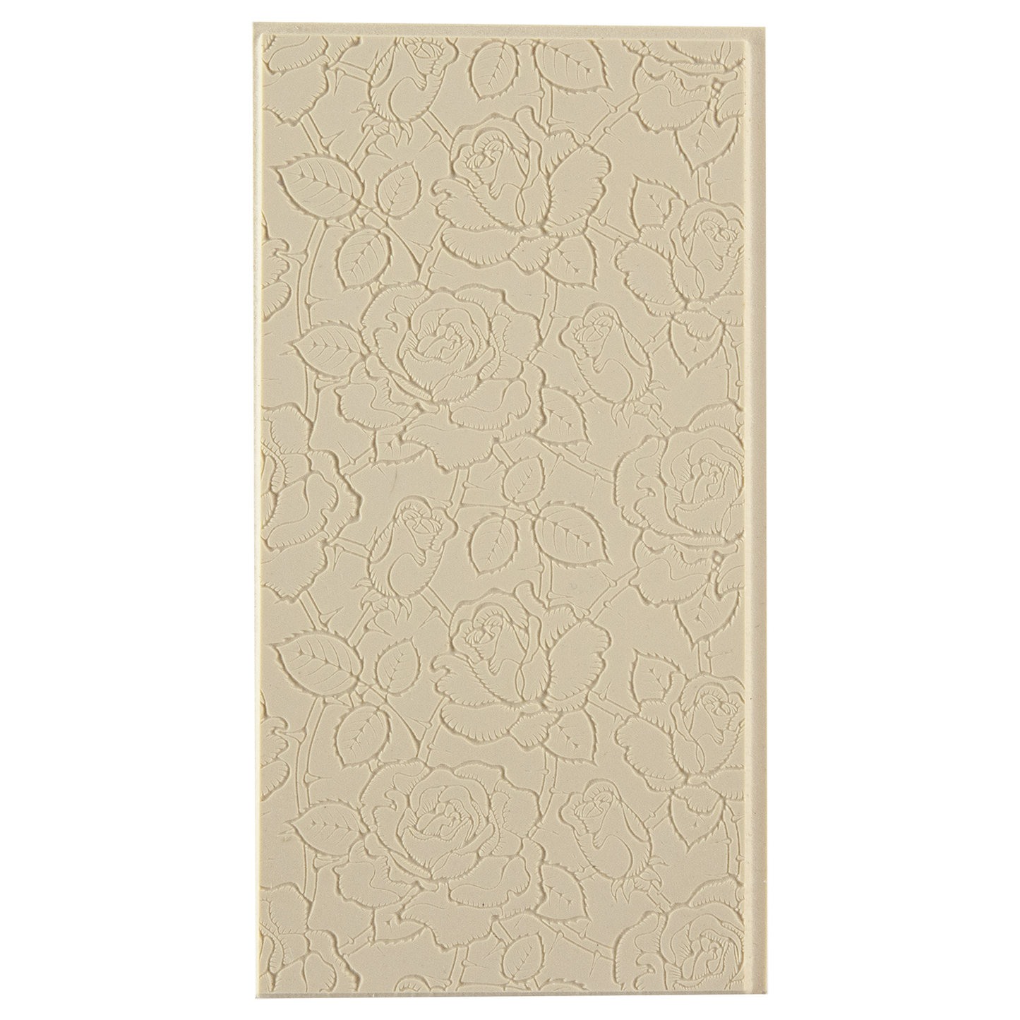 Texture Tile - Thorny Roses Fineline. Beige Texture Tiles are flexible, washable and can be used with any soft clay. Spritz with CoolSlip or dust on Dry Powder Release for stick-free impressions when using metal clay and polymer clay.