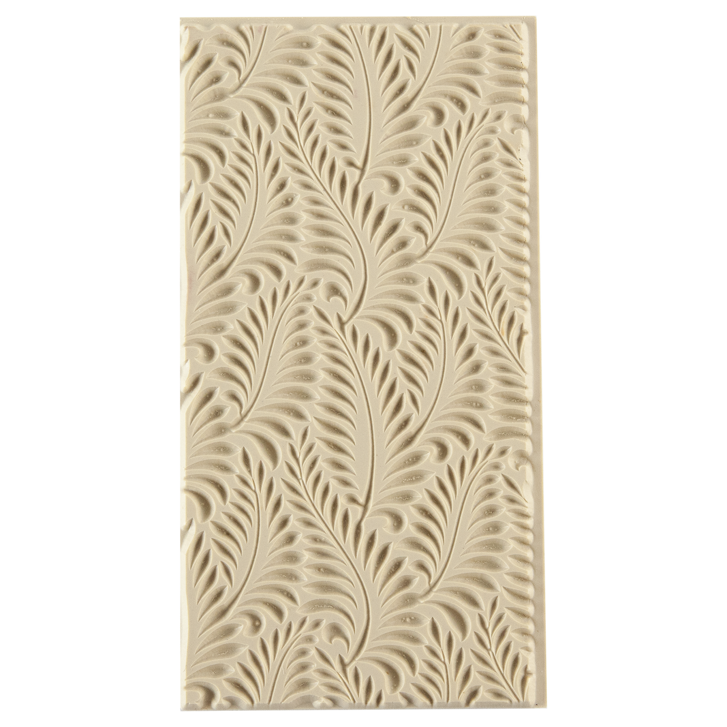 Texture Tile - Crown Fern Embossed. Beige Texture Tiles are flexible, washable and can be used with any soft clay. Spritz with CoolSlip or dust on Dry Powder Release for stick-free impressions when using metal clay and polymer clay.