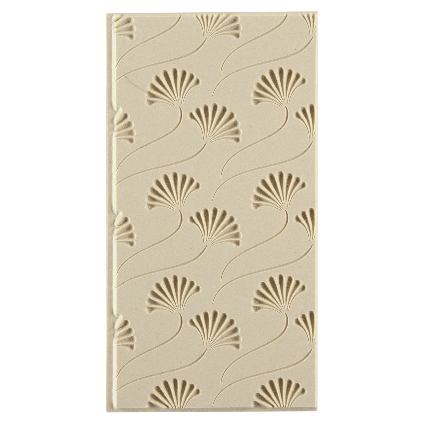 Texture Tile - Fanning Out Embossed. Beige Texture Tiles are flexible, washable and can be used with any soft clay. Spritz with CoolSlip or dust on Dry Powder Release for stick-free impressions when using metal clay and polymer clay.