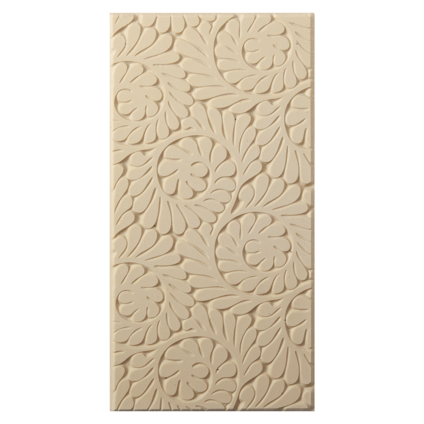 Texture Tile - Fiddlehead Fern. Beige Texture Tiles are flexible, washable and can be used with any soft clay. Spritz with CoolSlip or dust on Dry Powder Release for stick-free impressions when using metal clay and polymer clay.