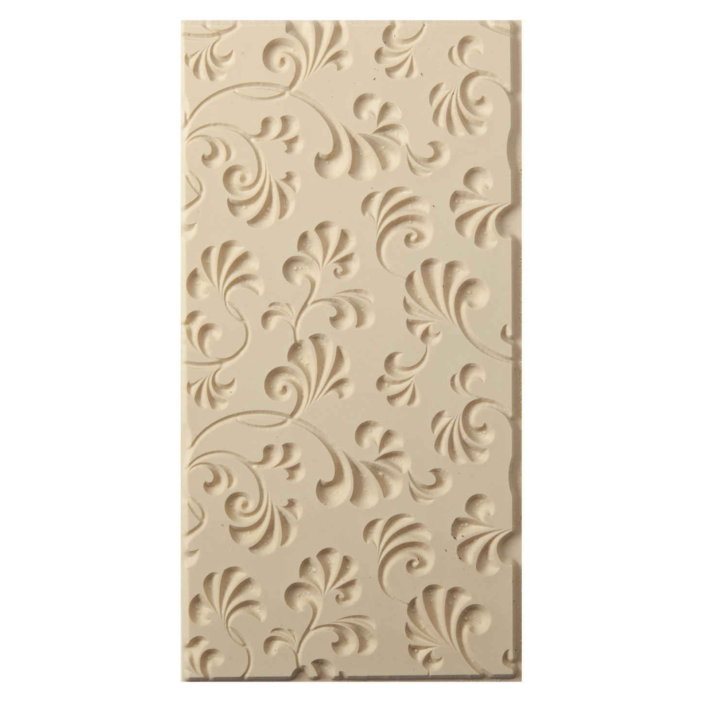 Texture Tile - Plume Party Embossed. Beige Texture Tiles are flexible, washable and can be used with any soft clay. Spritz with CoolSlip or dust on Dry Powder Release for stick-free impressions when using metal clay and polymer clay.