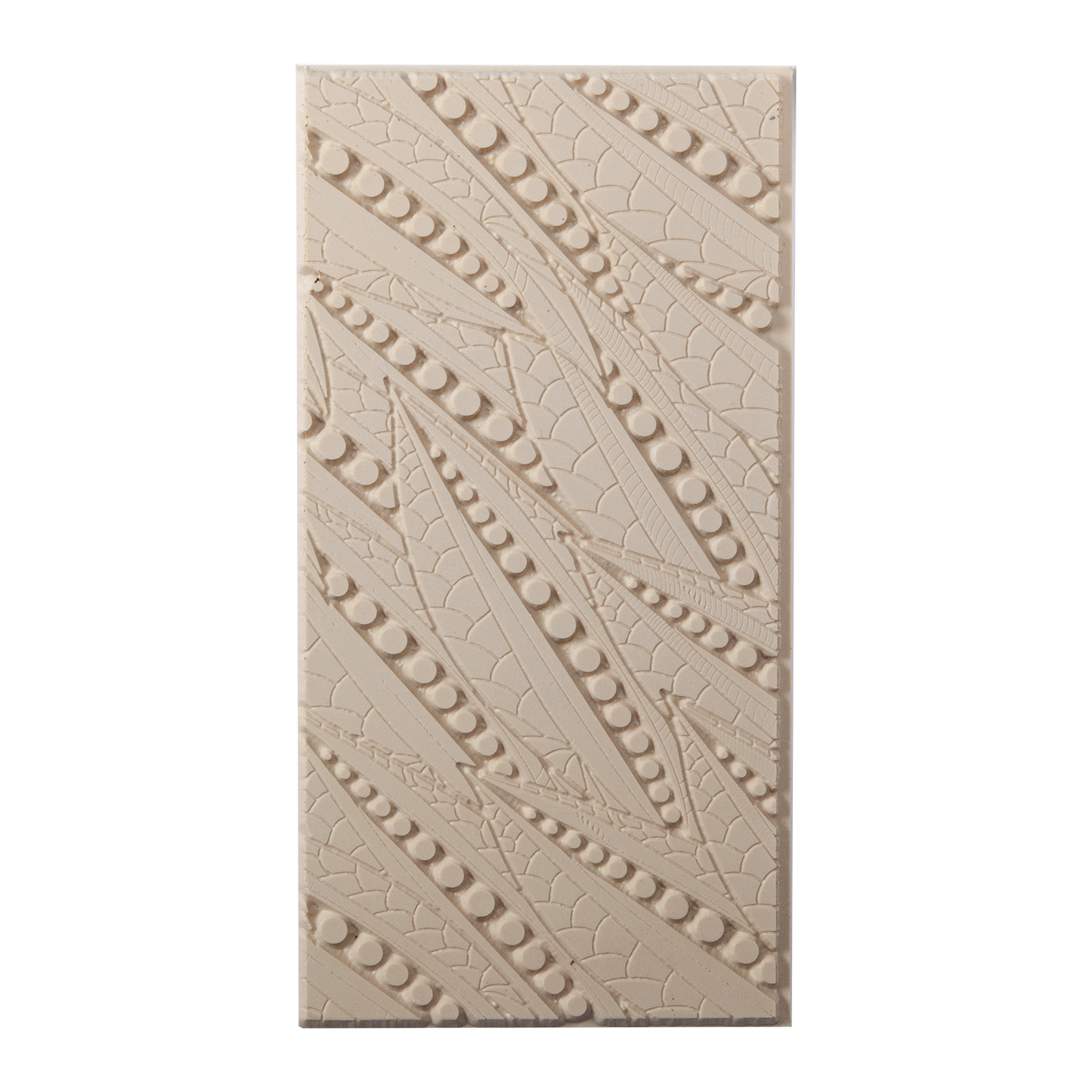 Texture Tile - Pods Fineline. Beige Texture Tiles are flexible, washable and can be used with any soft clay. Spritz with CoolSlip or dust on Dry Powder Release for stick-free impressions when using metal clay and polymer clay.