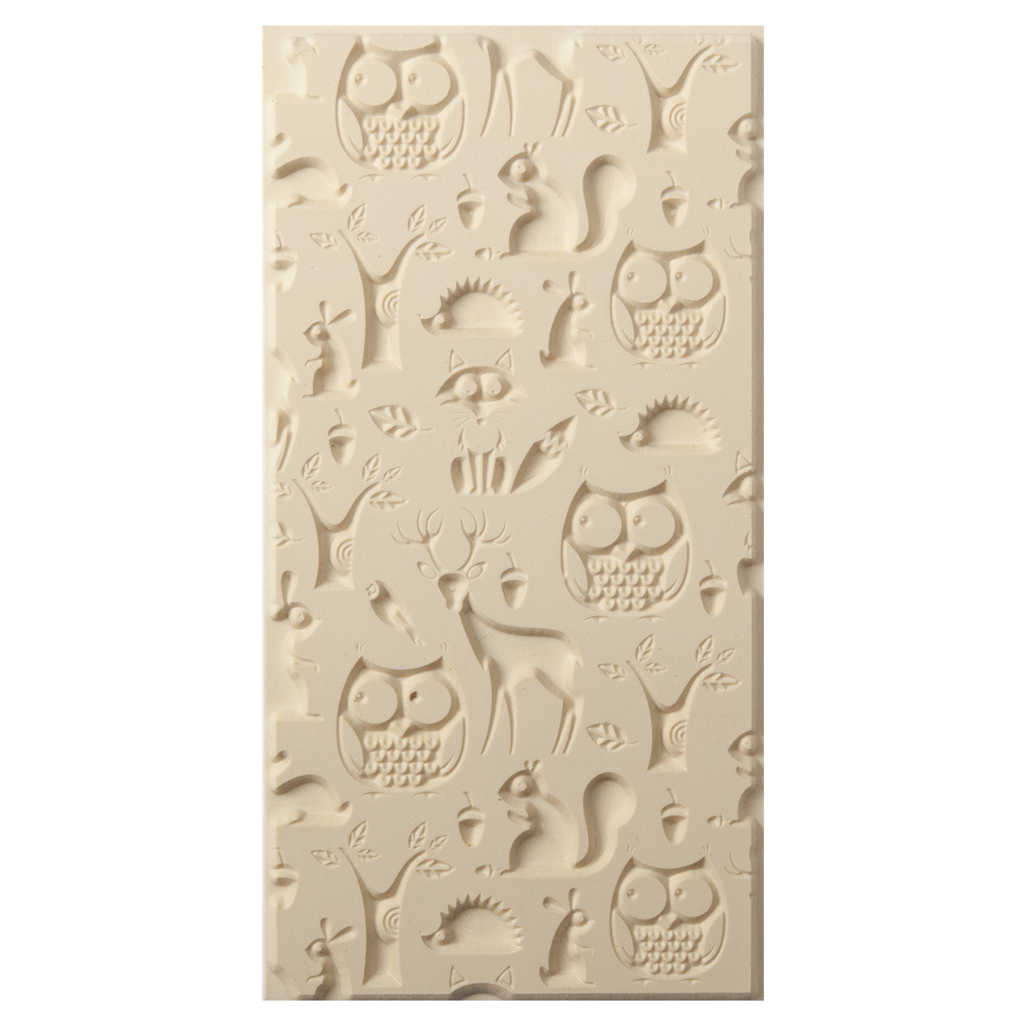 Texture Tile - Woodland Residents Embossed. Beige Texture Tiles are flexible, washable and can be used with any soft clay. Spritz with CoolSlip or dust on Dry Powder Release for stick-free impressions when using metal clay and polymer clay.