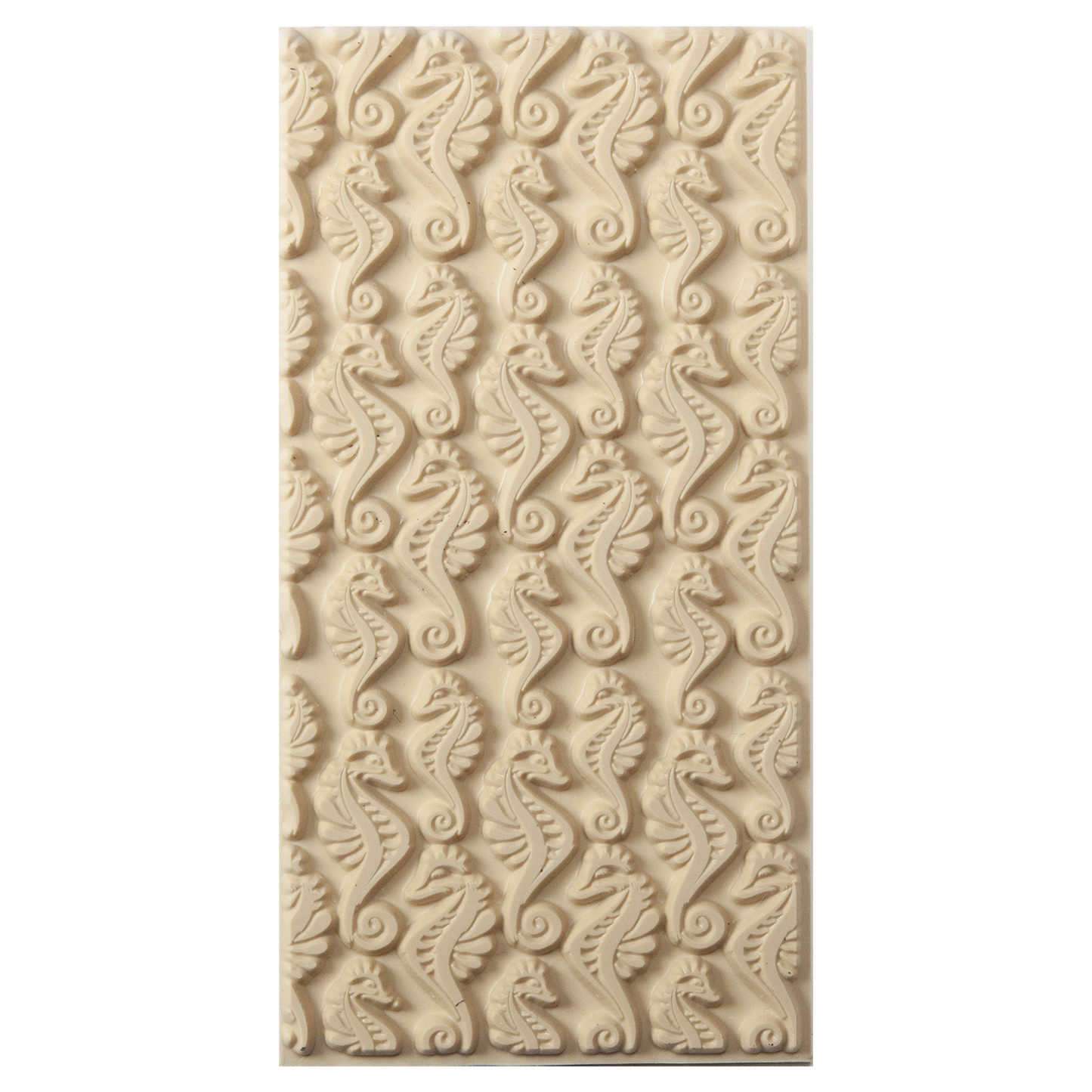 Texture Tile - Dragon of the Sea. Beige Texture Tiles are flexible, washable and can be used with any soft clay. Spritz with CoolSlip or dust on Dry Powder Release for stick-free impressions when using metal clay and polymer clay.
