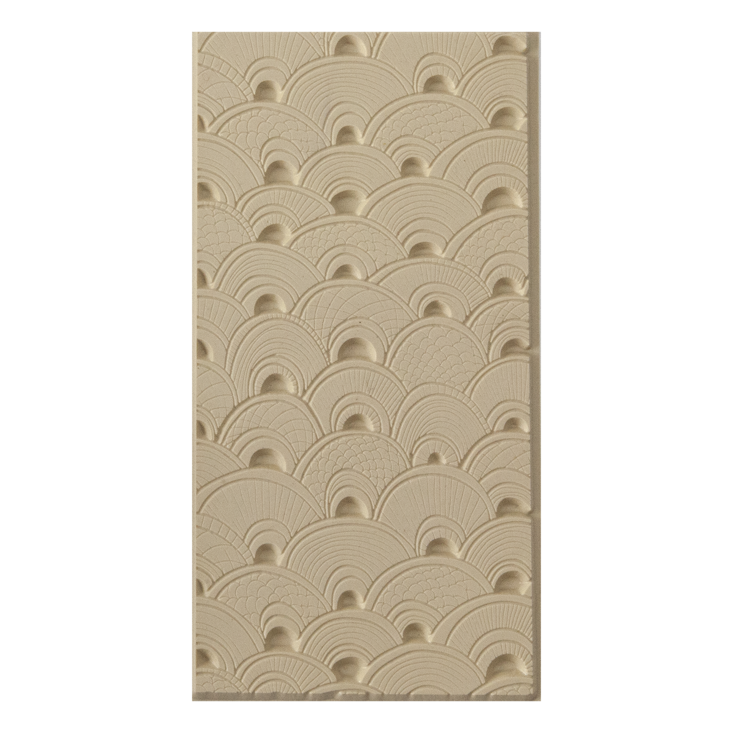 Texture Tile - Seashell Sunrise Embossed. Beige Texture Tiles are flexible, washable and can be used with any soft clay. Spritz with CoolSlip or dust on Dry Powder Release for stick-free impressions when using metal clay and polymer clay.