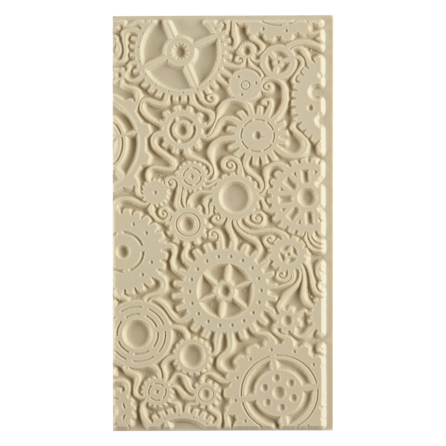 Texture Tile - Steampunk Swirl. Beige Texture Tiles are flexible, washable and can be used with any soft clay. Spritz with CoolSlip or dust on Dry Powder Release for stick-free impressions when using metal clay and polymer clay.