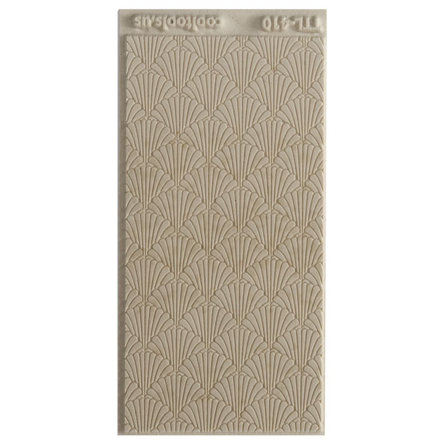 Texture Tile - Classic Scallop. Beige Texture Tiles are flexible, washable and can be used with any soft clay. Spritz with CoolSlip or dust on Dry Powder Release for stick-free impressions when using metal clay and polymer clay.