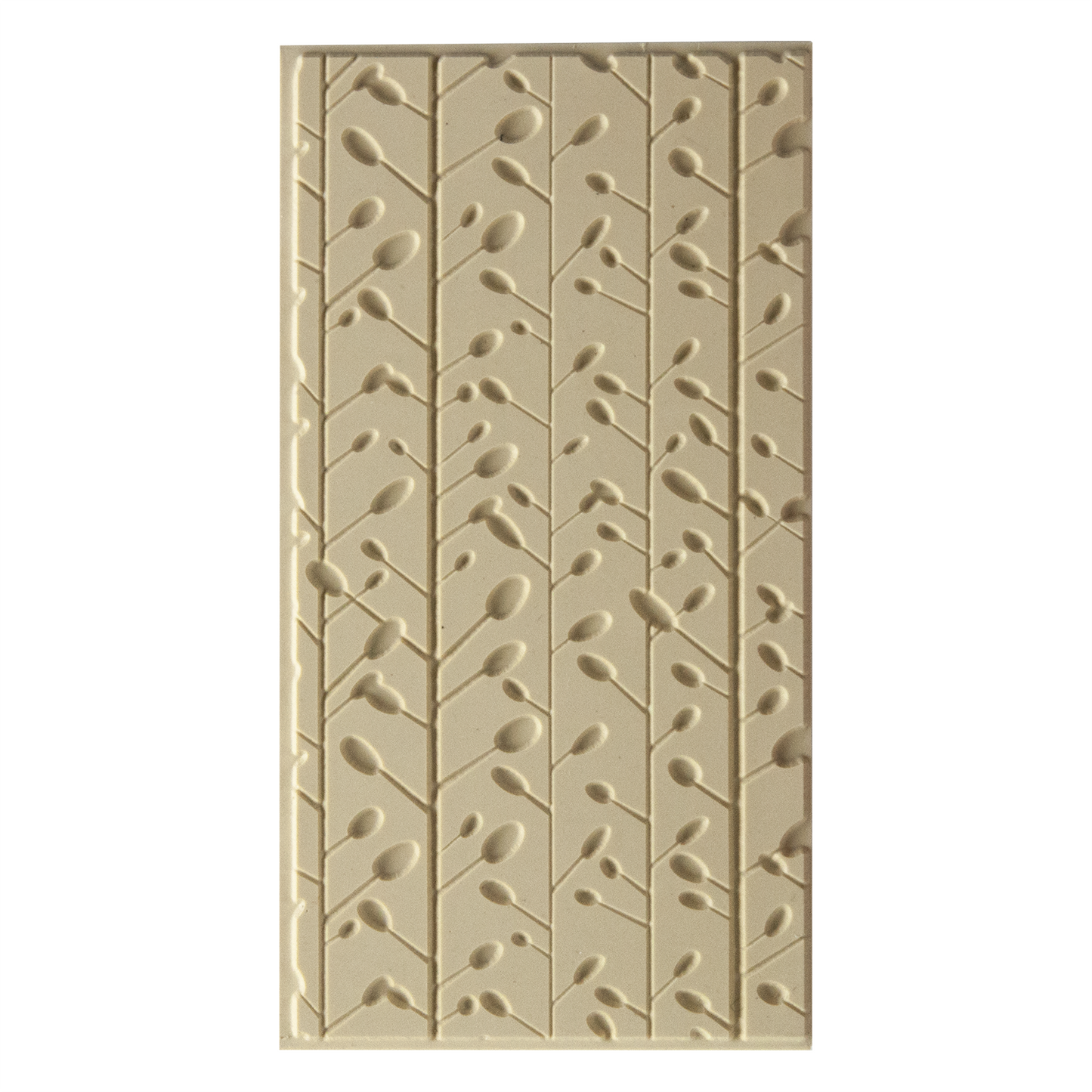 Texture Tile - Plum Tree Embossed. Beige Texture Tiles are flexible, washable and can be used with any soft clay. Spritz with CoolSlip or dust on Dry Powder Release for stick-free impressions when using metal clay and polymer clay.