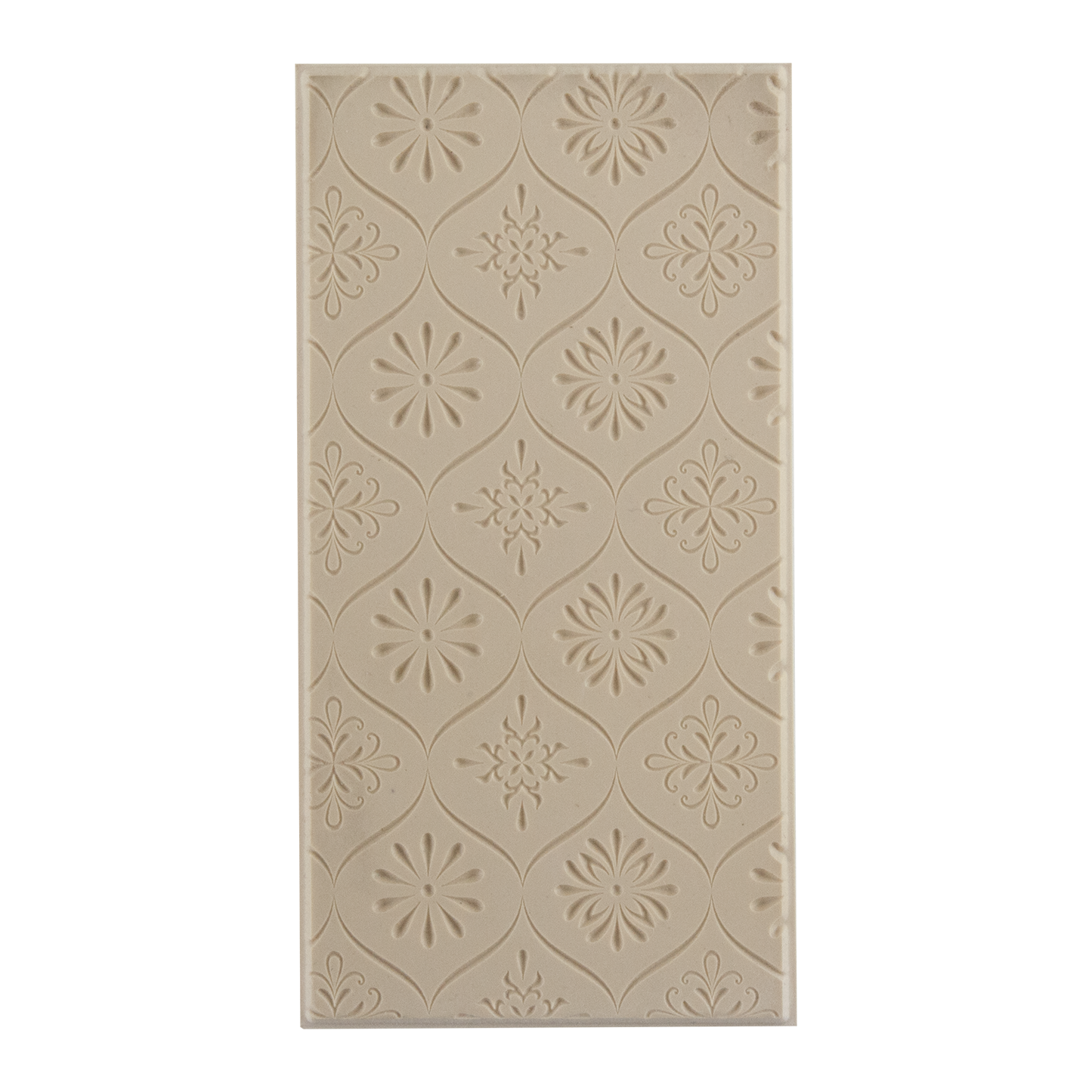 Texture Tile - Woven Daisies Embossed. Beige Texture Tiles are flexible, washable and can be used with any soft clay. Spritz with CoolSlip or dust on Dry Powder Release for stick-free impressions when using metal clay and polymer clay.