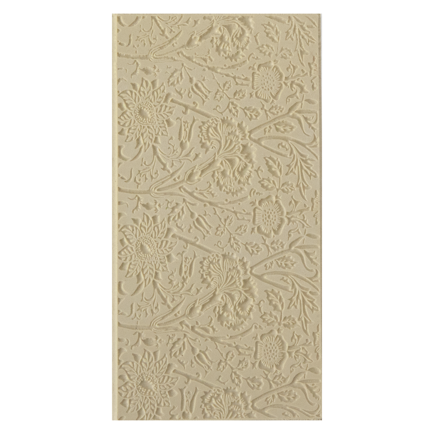 Texture Tile - Carnations. Beige Texture Tiles are flexible, washable and can be used with any soft clay. Spritz with CoolSlip or dust on Dry Powder Release for stick-free impressions when using metal clay and polymer clay.