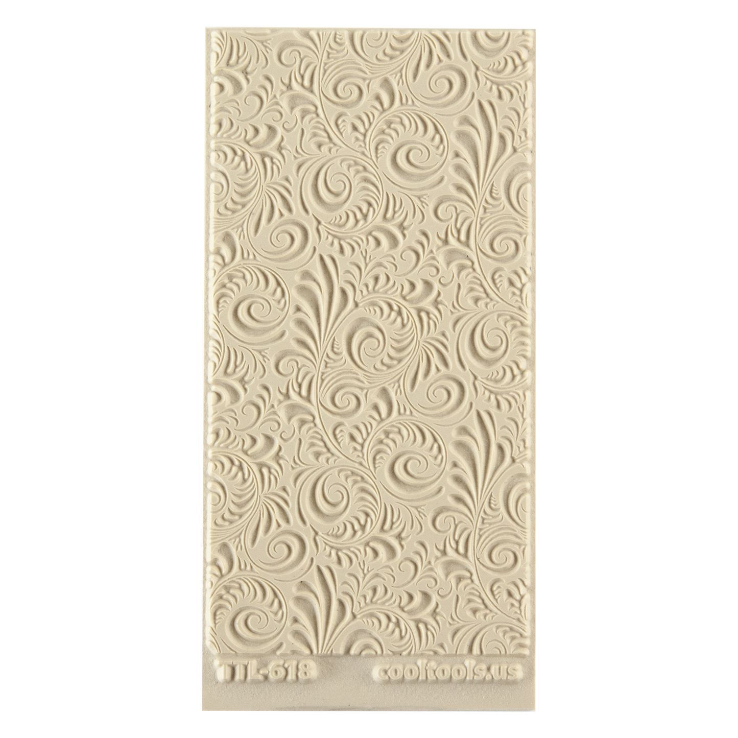 Texture Tile - Plume Embossed. Beige Texture Tiles are flexible, washable and can be used with any soft clay. Spritz with CoolSlip or dust on Dry Powder Release for stick-free impressions when using metal clay and polymer clay.