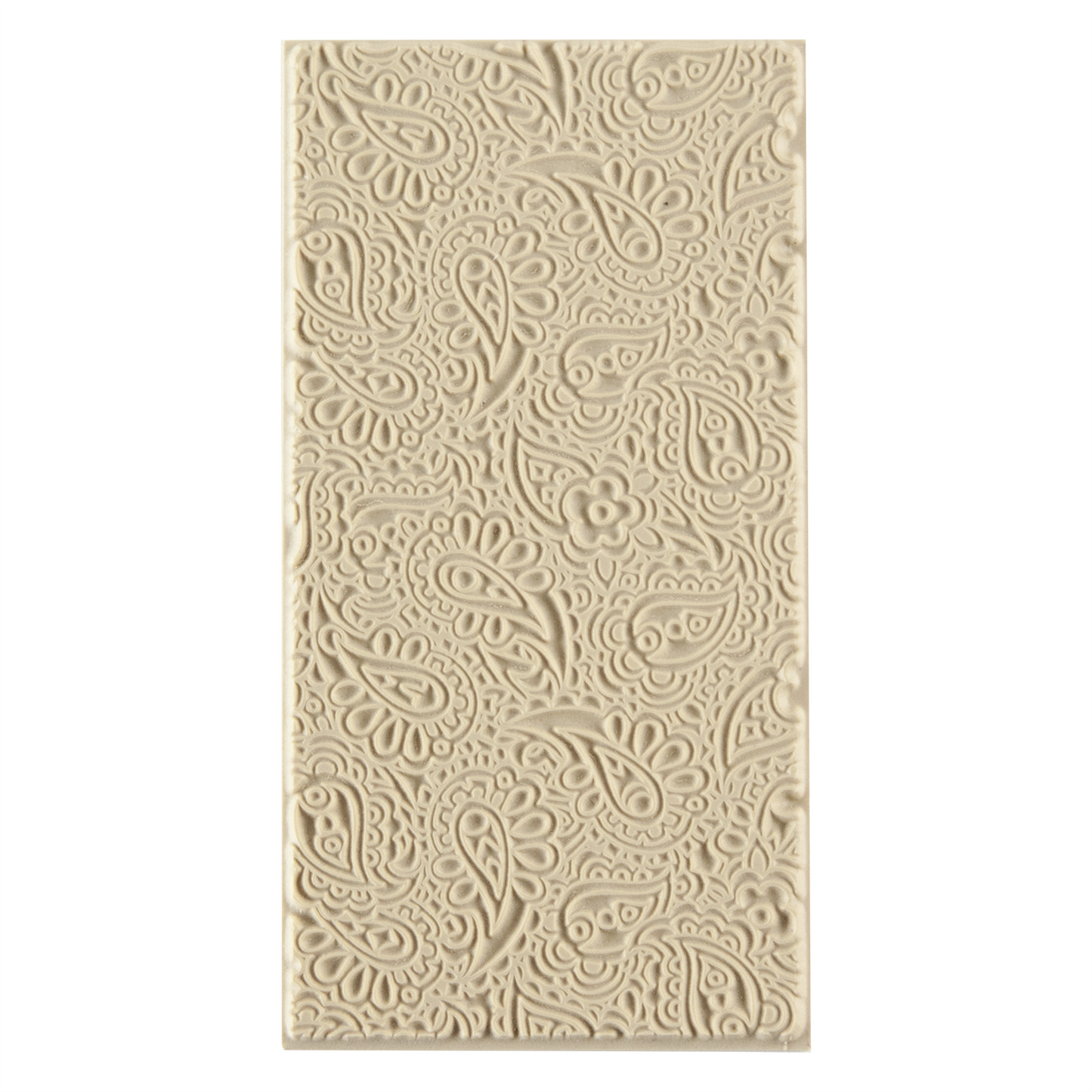 Texture Tile - Paisley. Beige Texture Tiles are flexible, washable and can be used with any soft clay. Spritz with CoolSlip or dust on Dry Powder Release for stick-free impressions when using metal clay and polymer clay.