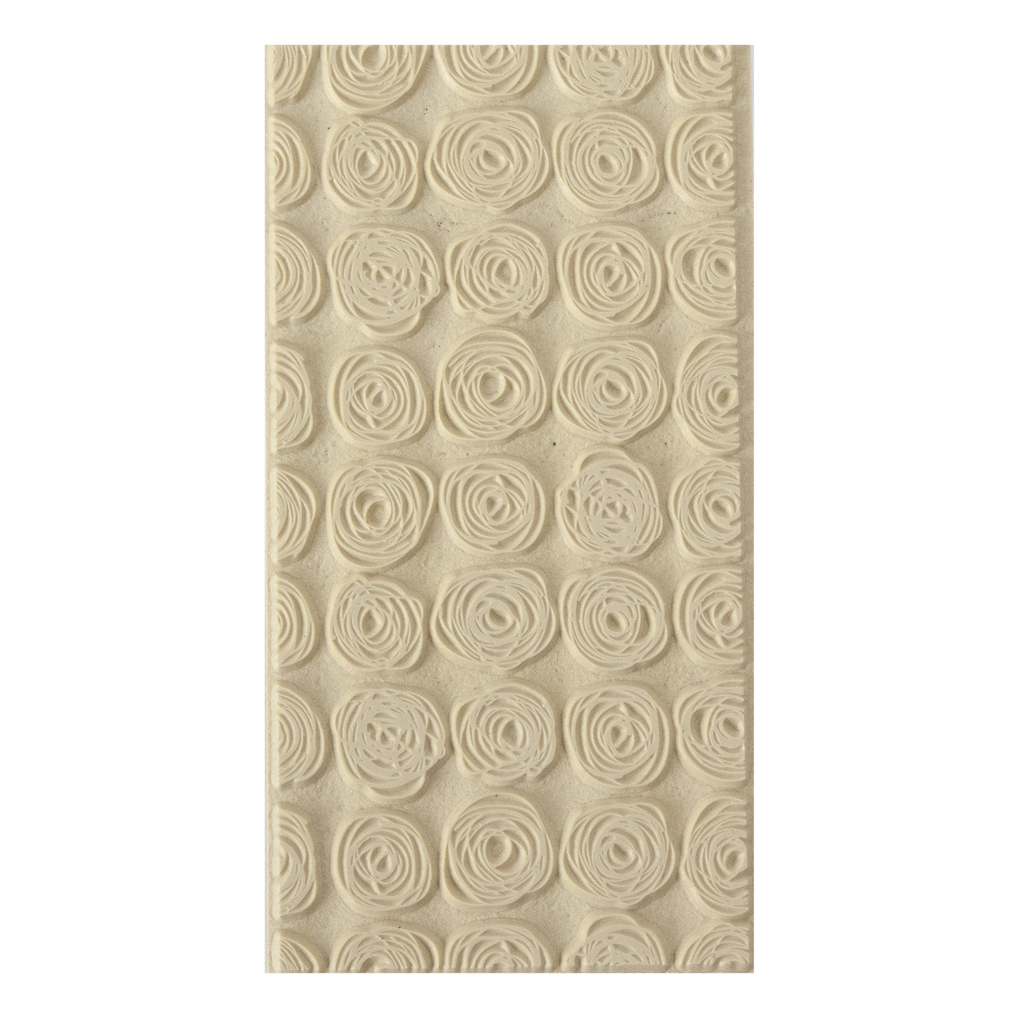 Texture Tile - Tissue Flowers. Beige Texture Tiles are flexible, washable and can be used with any soft clay. Spritz with CoolSlip or dust on Dry Powder Release for stick-free impressions when using metal clay and polymer clay.