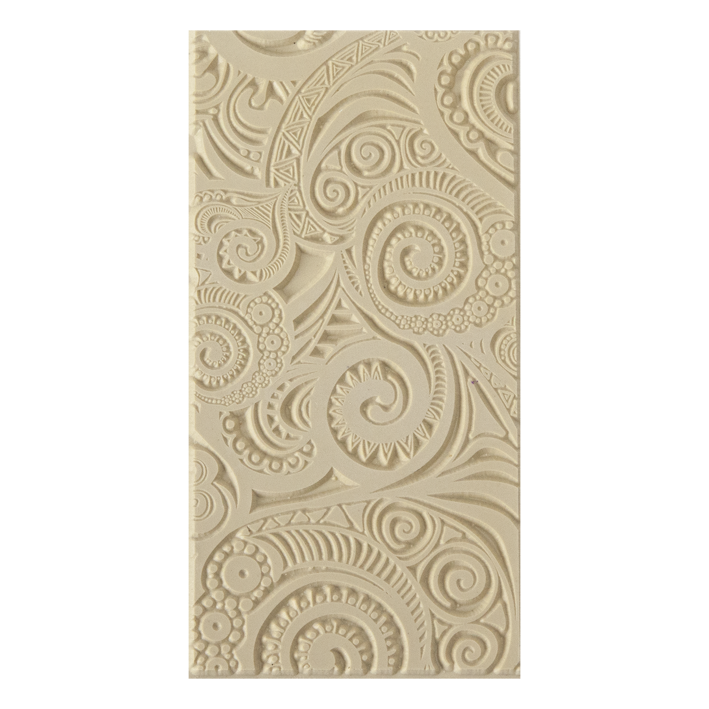 Texture Tile - Swirly Hearts. Beige Texture Tiles are flexible, washable and can be used with any soft clay. Spritz with CoolSlip or dust on Dry Powder Release for stick-free impressions when using metal clay and polymer clay.