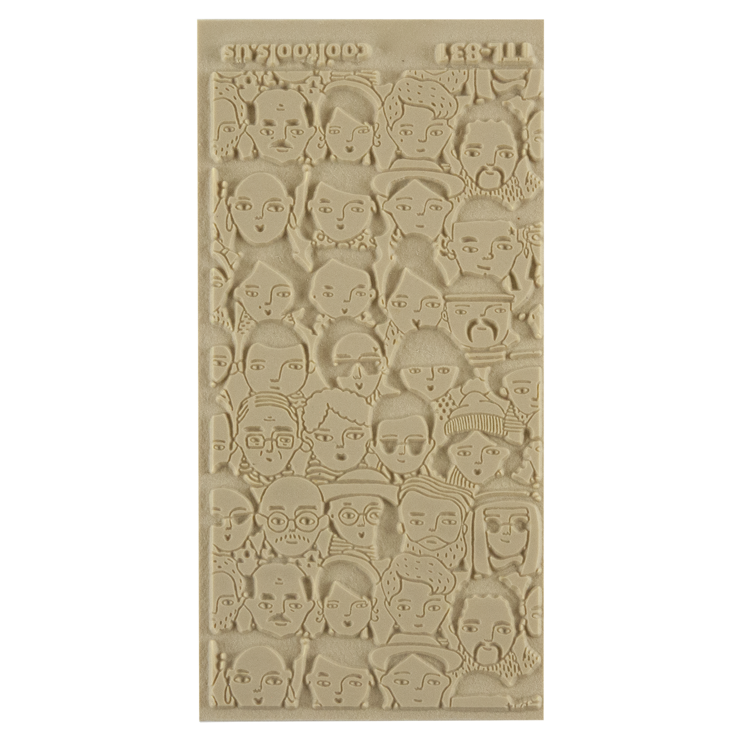Texture Tile - A Face in the Crowd Embossed. Beige Texture Tiles are flexible, washable and can be used with any soft clay. Spritz with CoolSlip or dust on Dry Powder Release for stick-free impressions when using metal clay and polymer clay.