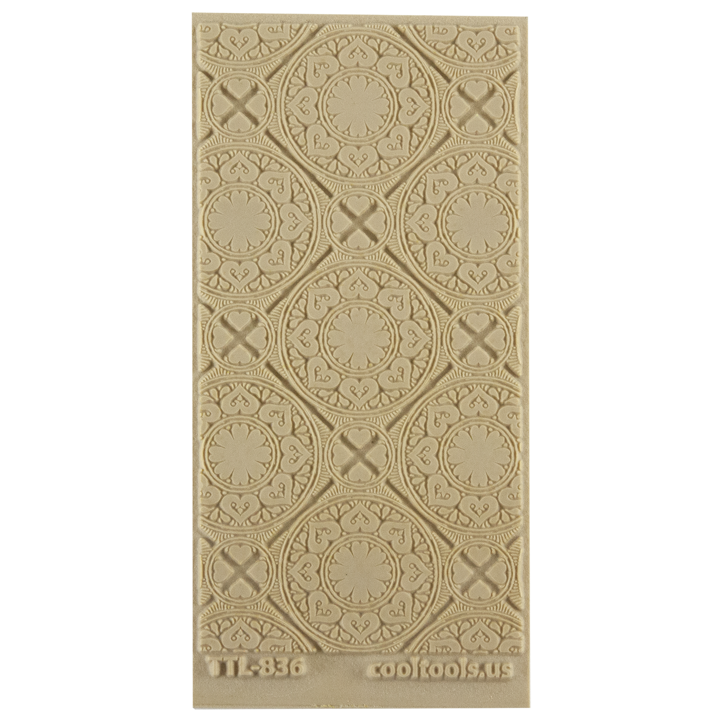 Texture Tile - Vintage Wallpaper. Beige Texture Tiles are flexible, washable and can be used with any soft clay. Spritz with CoolSlip or dust on Dry Powder Release for stick-free impressions when using metal clay and polymer clay.