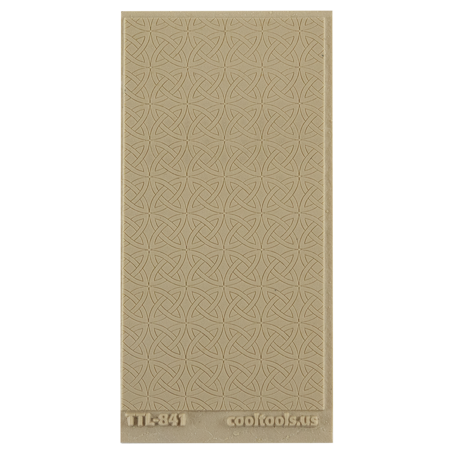 Texture Tile - Celtic Over & Under Fineline. Beige Texture Tiles are flexible, washable and can be used with any soft clay. Spritz with CoolSlip or dust on Dry Powder Release for stick-free impressions when using metal clay and polymer clay.