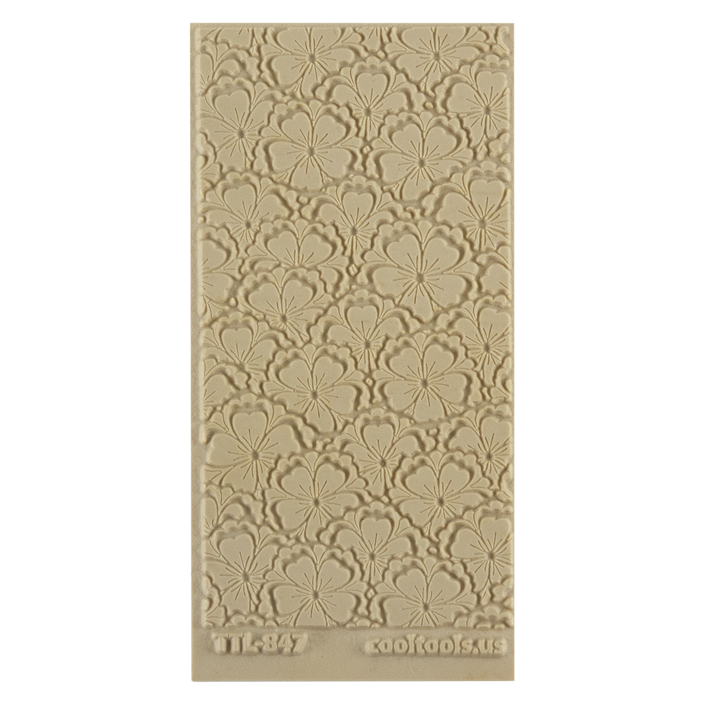 Texture Tile - Flowering Fields Embossed. Beige Texture Tiles are flexible, washable and can be used with any soft clay. Spritz with CoolSlip or dust on Dry Powder Release for stick-free impressions when using metal clay and polymer clay.