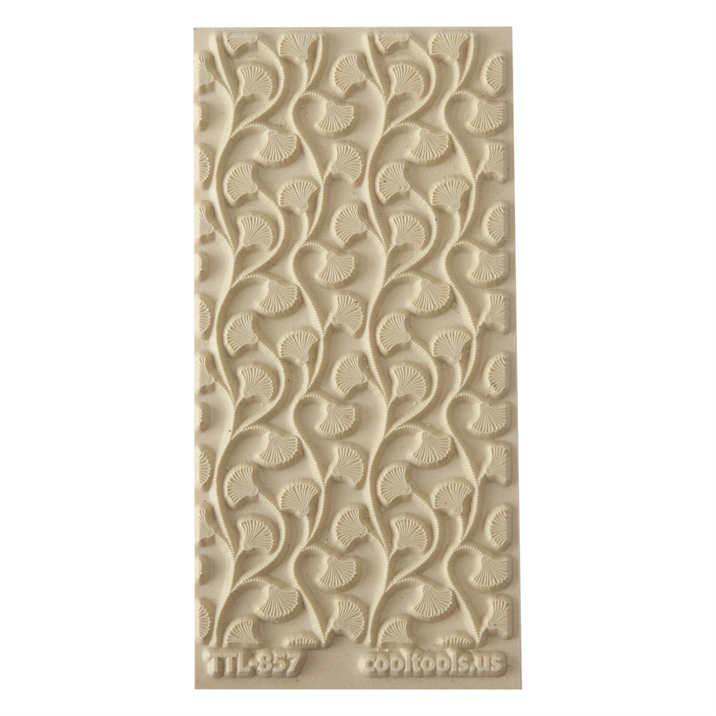 Texture Tile - Dotted Vines. Beige Texture Tiles are flexible, washable and can be used with any soft clay. Spritz with CoolSlip or dust on Dry Powder Release for stick-free impressions when using metal clay and polymer clay.