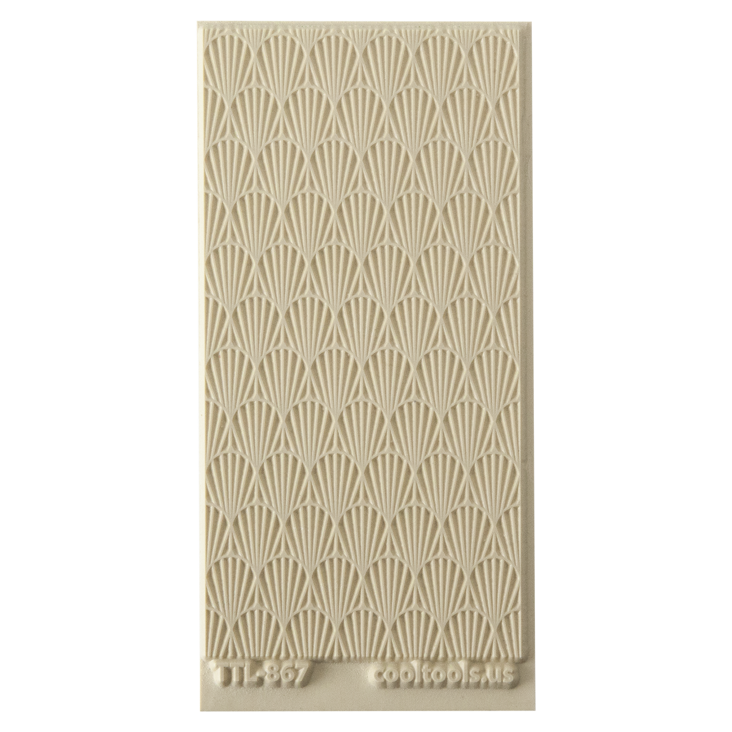 Texture Tile - Deco Shells. Beige Texture Tiles are flexible, washable and can be used with any soft clay. Spritz with CoolSlip or dust on Dry Powder Release for stick-free impressions when using metal clay and polymer clay.