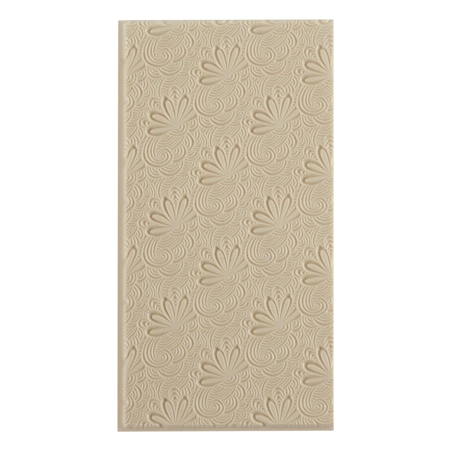 Texture Tile - Tail Feathers. Beige Texture Tiles are flexible, washable and can be used with any soft clay. Spritz with CoolSlip or dust on Dry Powder Release for stick-free impressions when using metal clay and polymer clay.