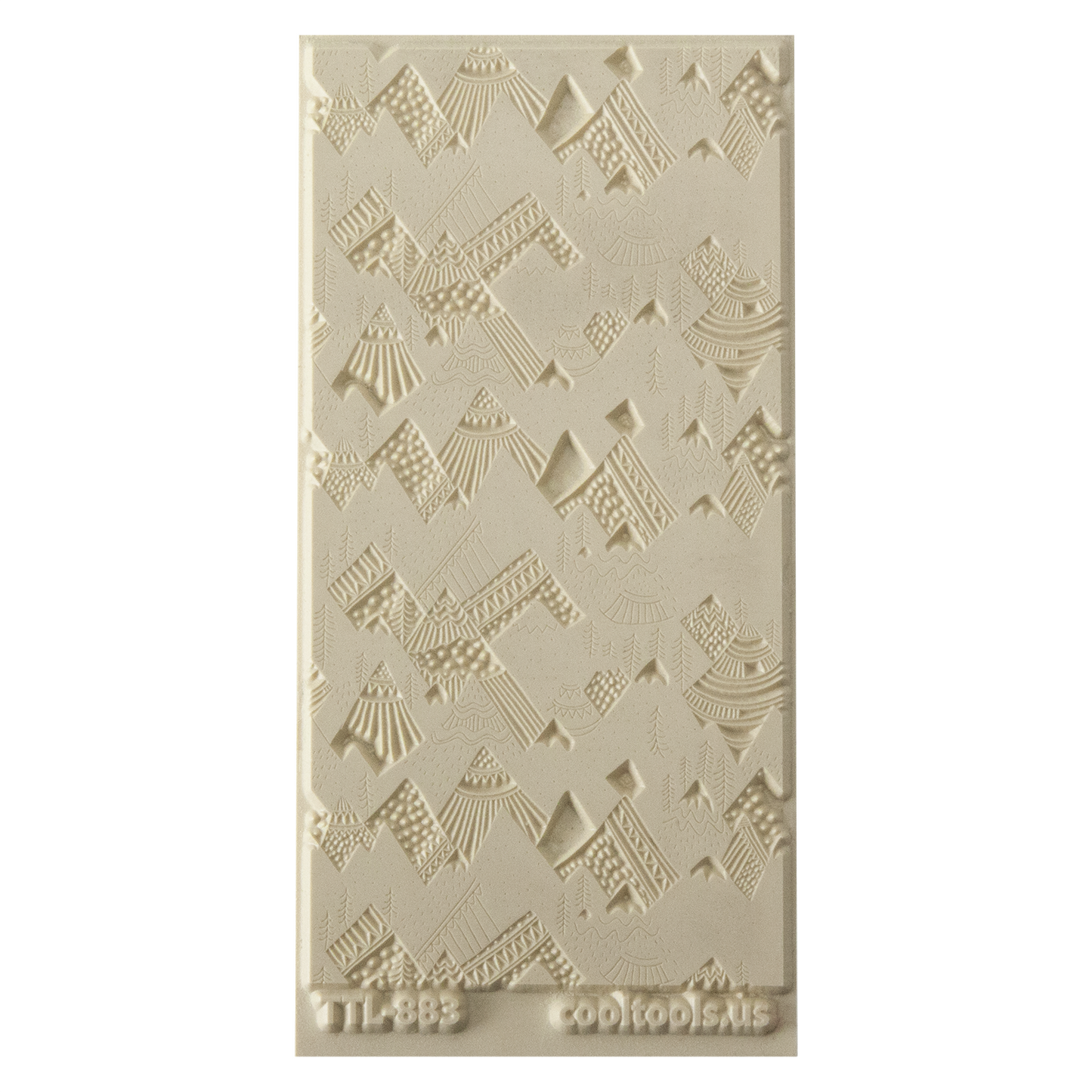 Texture Tile - In the Mountains. Beige Texture Tiles are flexible, washable and can be used with any soft clay. Spritz with CoolSlip or dust on Dry Powder Release for stick-free impressions when using metal clay and polymer clay.